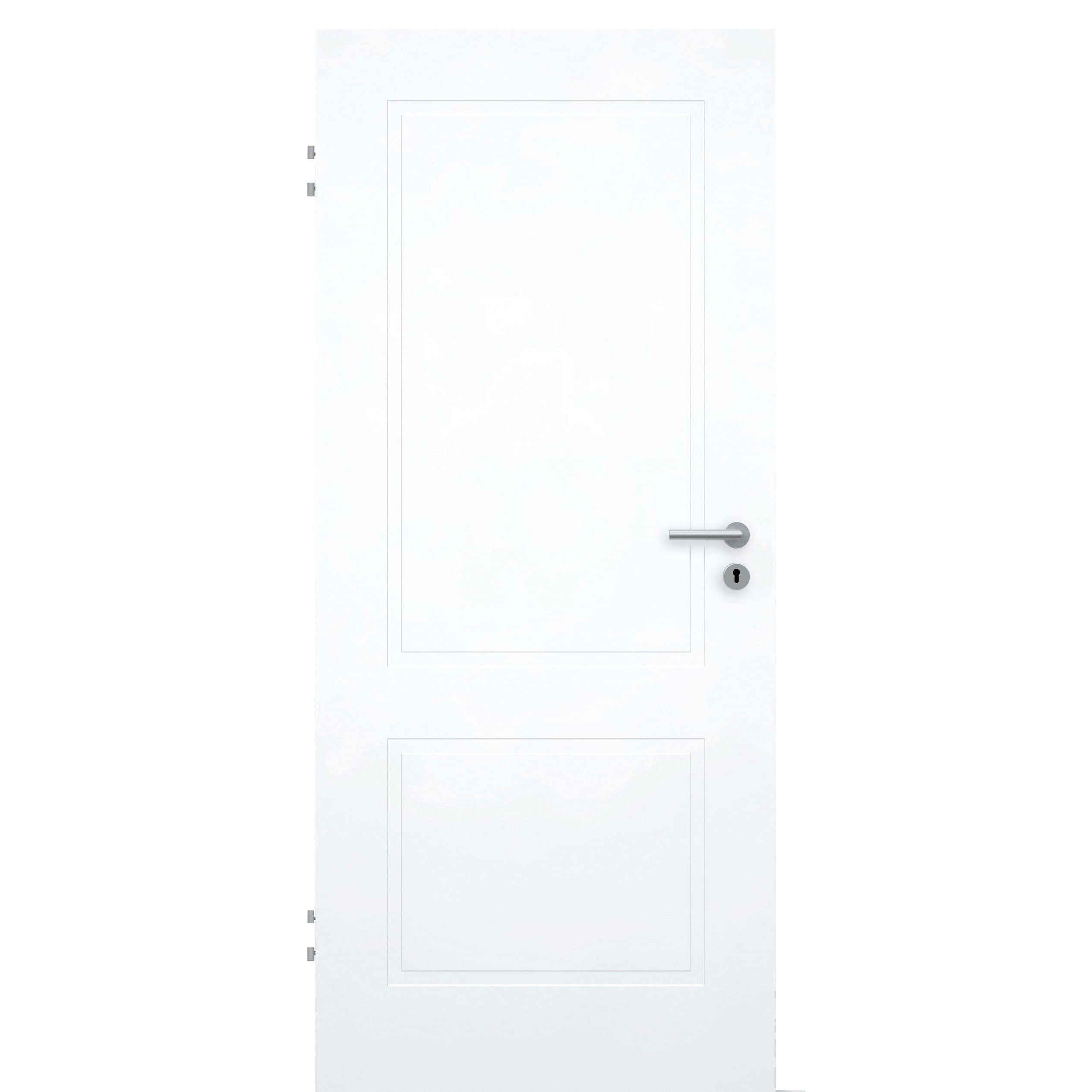Wohnungseingangstür mit 2 Kassetten brillant-weiß Designkante SK 1 / KK3 - Modell Stiltür M23