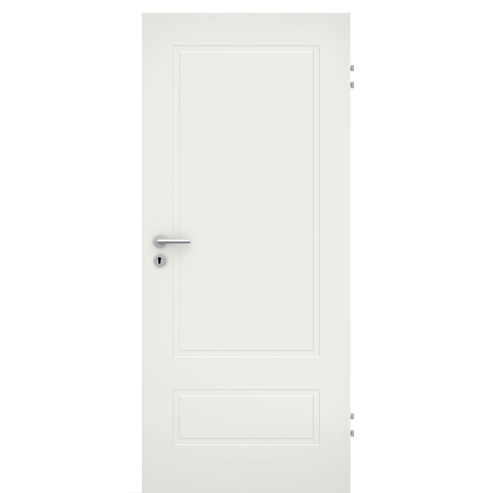 Wohnungseingangstür mit 2 Kassetten soft-weiß Eckkante SK 1 / KK3 - Modell Stiltür MQ21