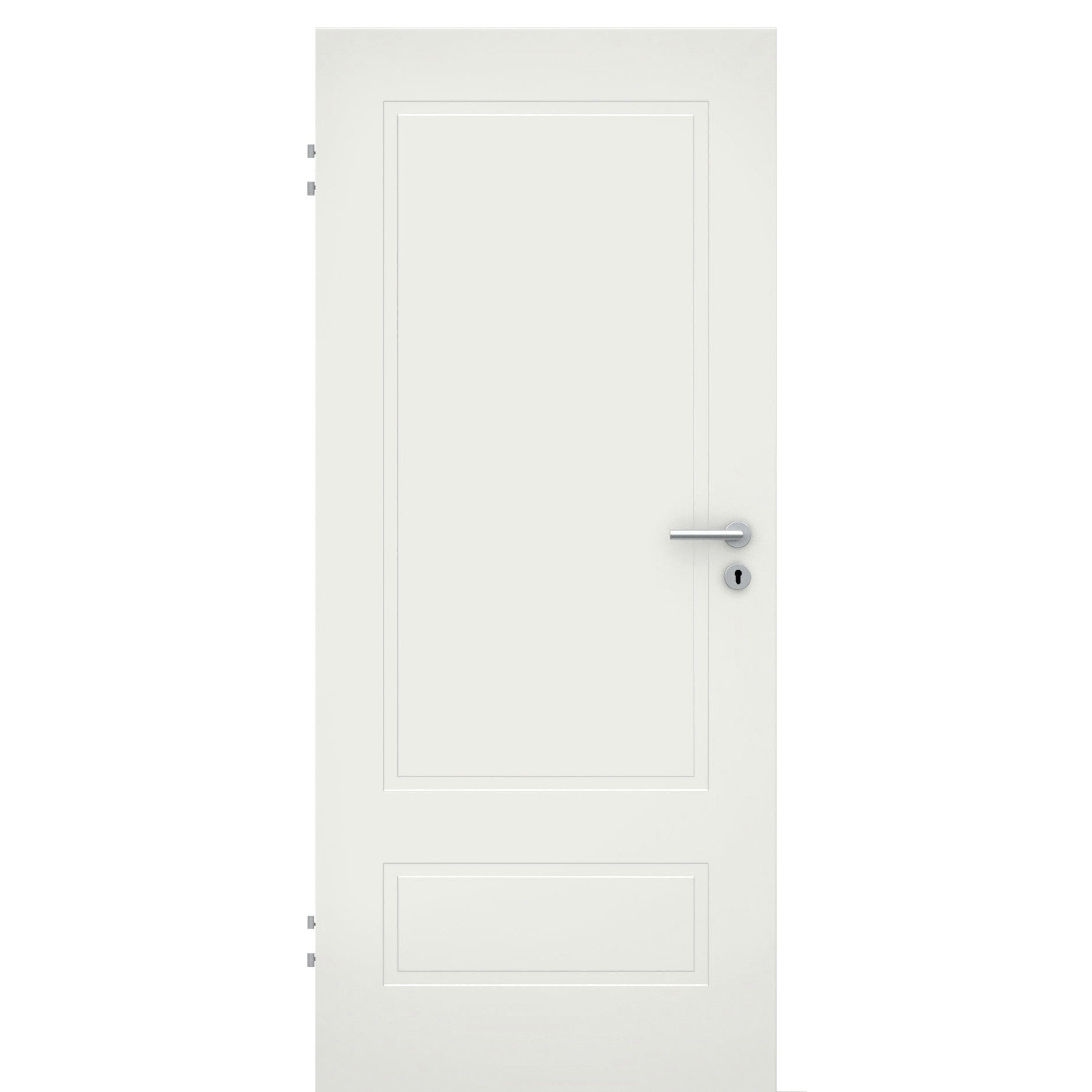 Wohnungseingangstür mit 2 Kassetten soft-weiß Eckkante SK 1 / KK3 - Modell Stiltür MQ21