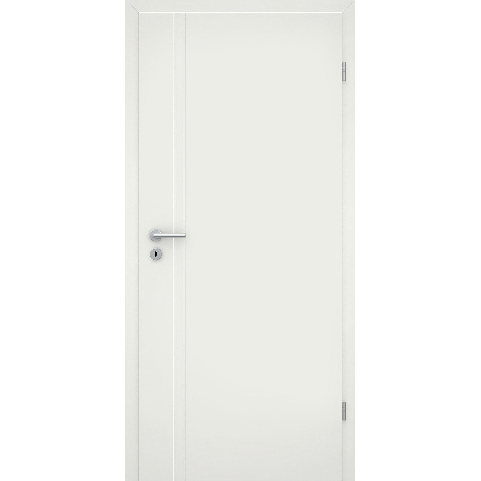 Wohnungseingangstür mit Zarge im Sondermaß soft-weiß 2 Rillen aufrecht Eckkante - Modell Designtür VS21