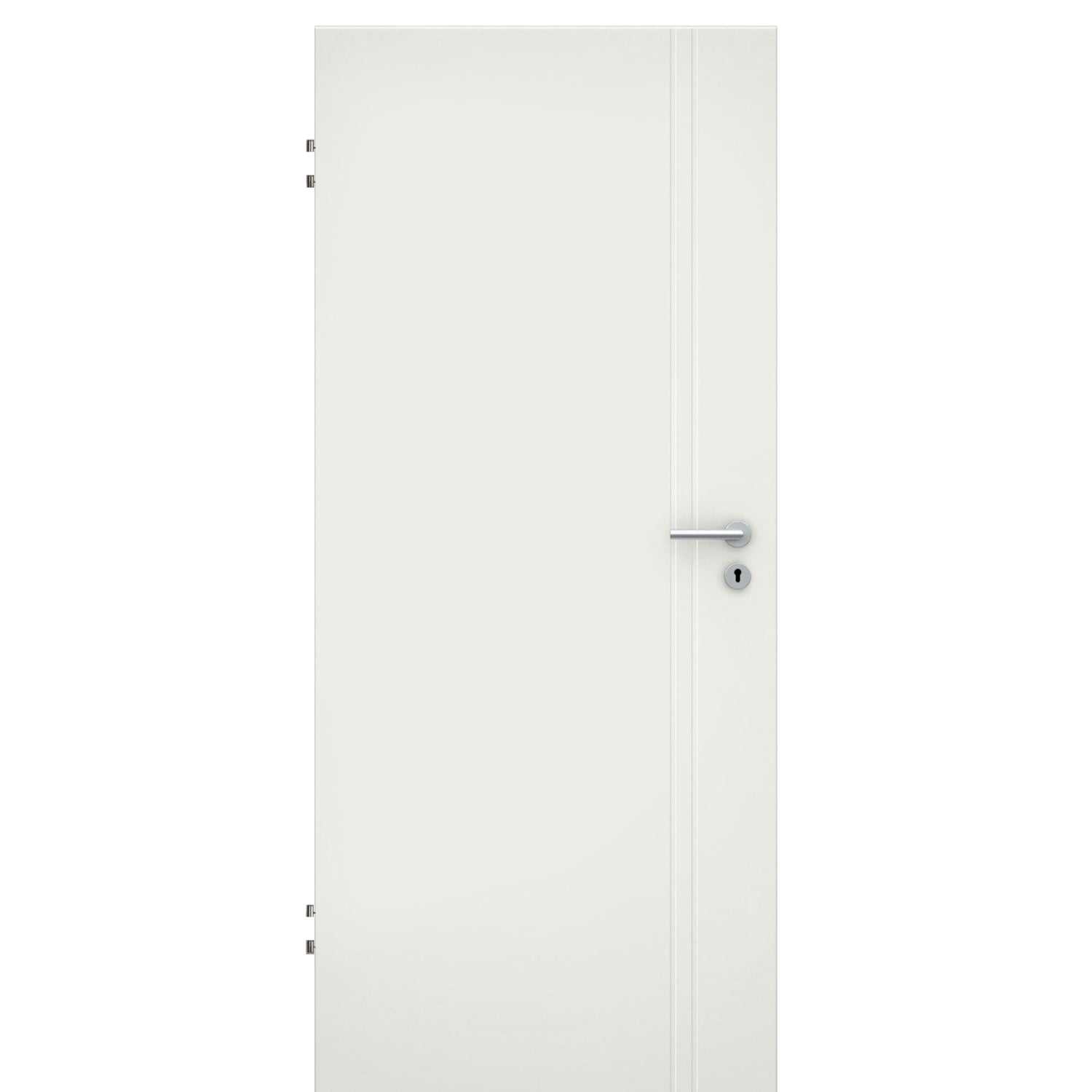 Wohnungseingangstür soft-weiß 2 Rillen aufrecht Eckkante SK1 / KK3 - Modell Designtür VS21