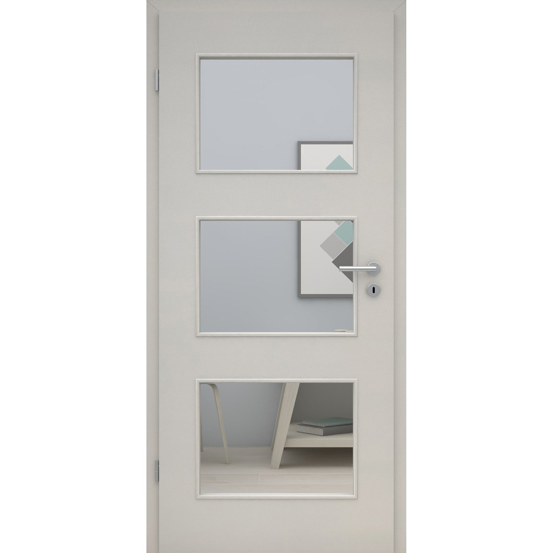 Zimmertür mit Lichtausschnitt LA3 CPL UniPrime Grau Designkante