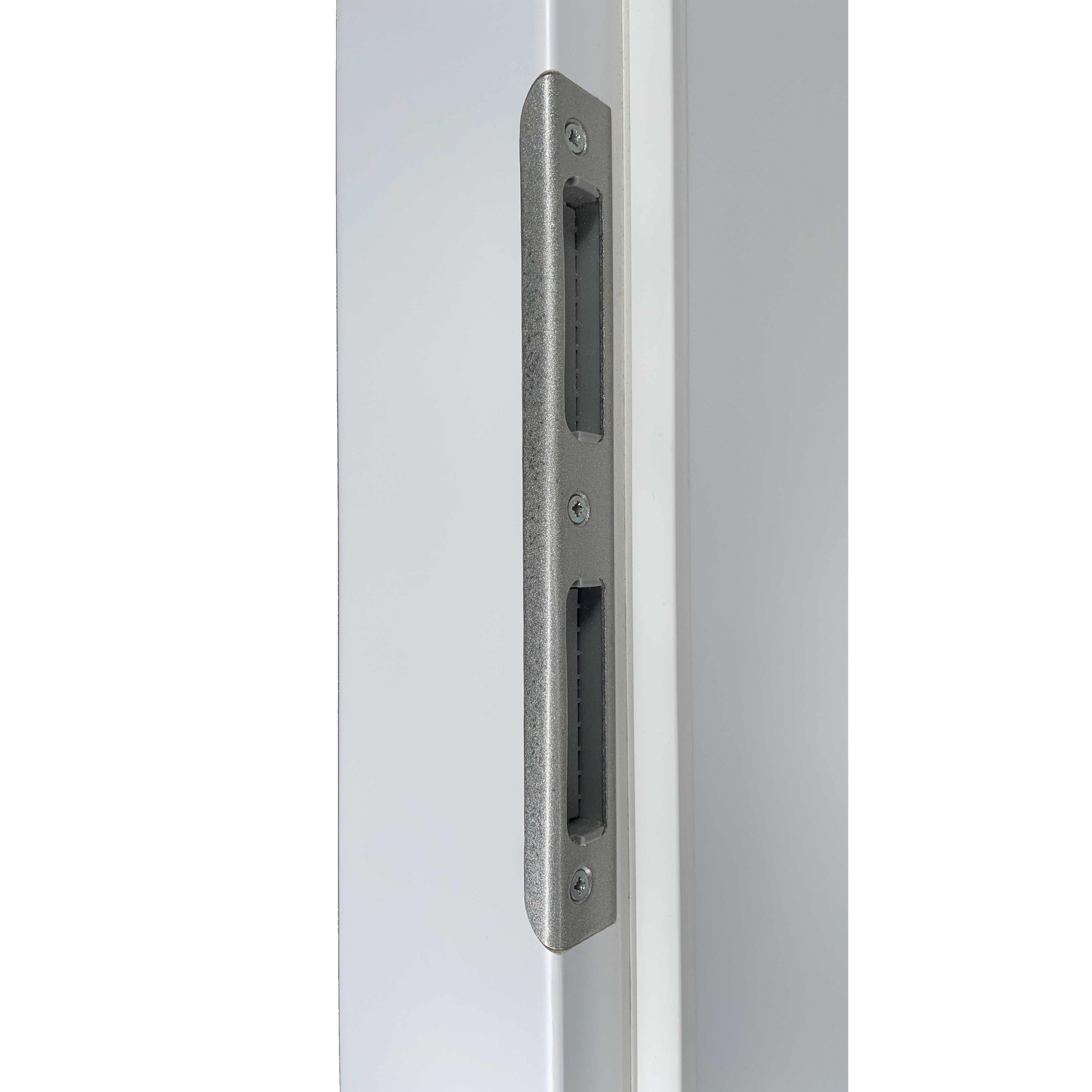 Zimmertür mit Zarge brillant-weiß modern mit 4 Rillen und Lichtausschnitt Designkante - Modell Designtür Q43LA