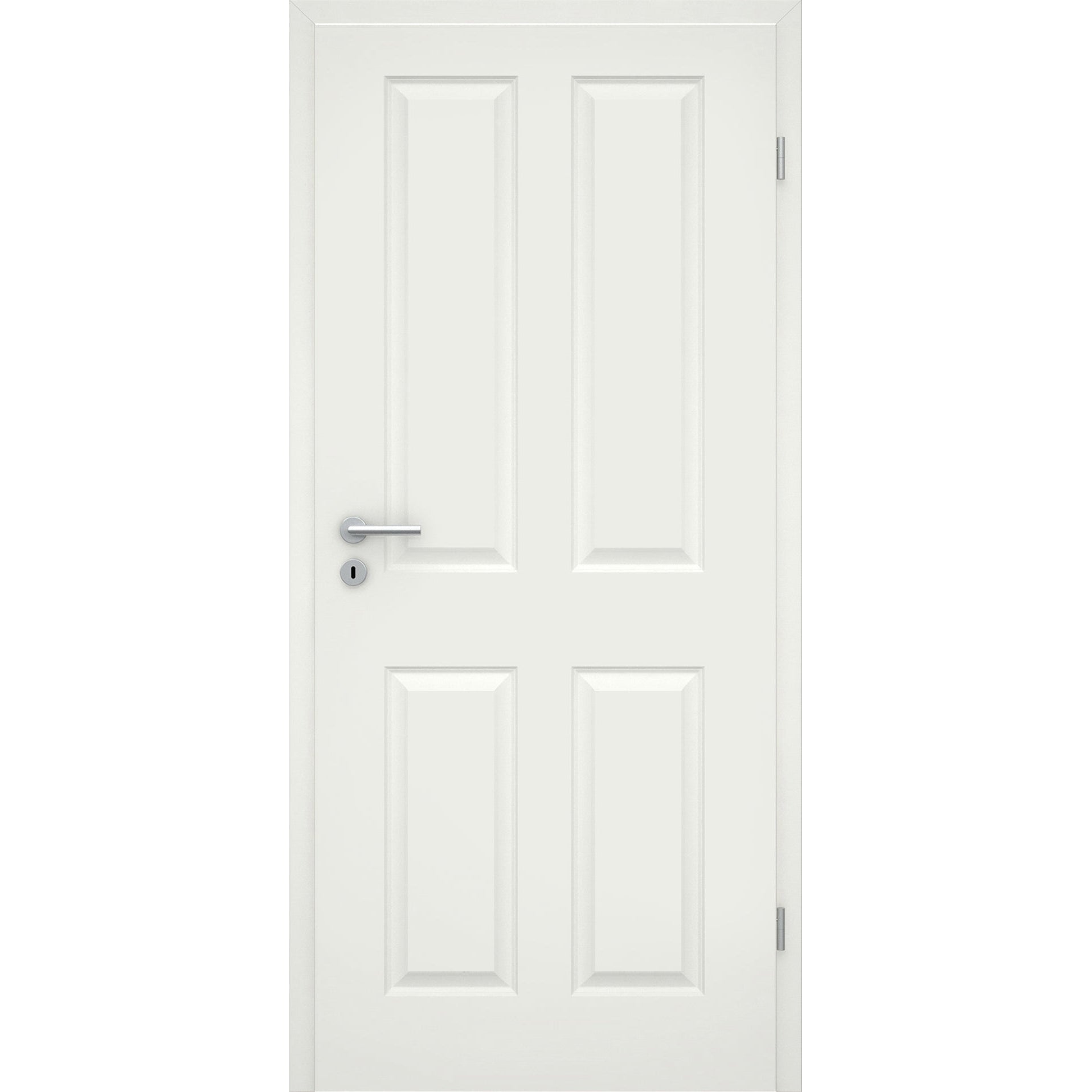 Zimmertür mit Zarge soft-weiß Stiltür mit 4 Kassetten Eckkante - Modell Stiltür K41