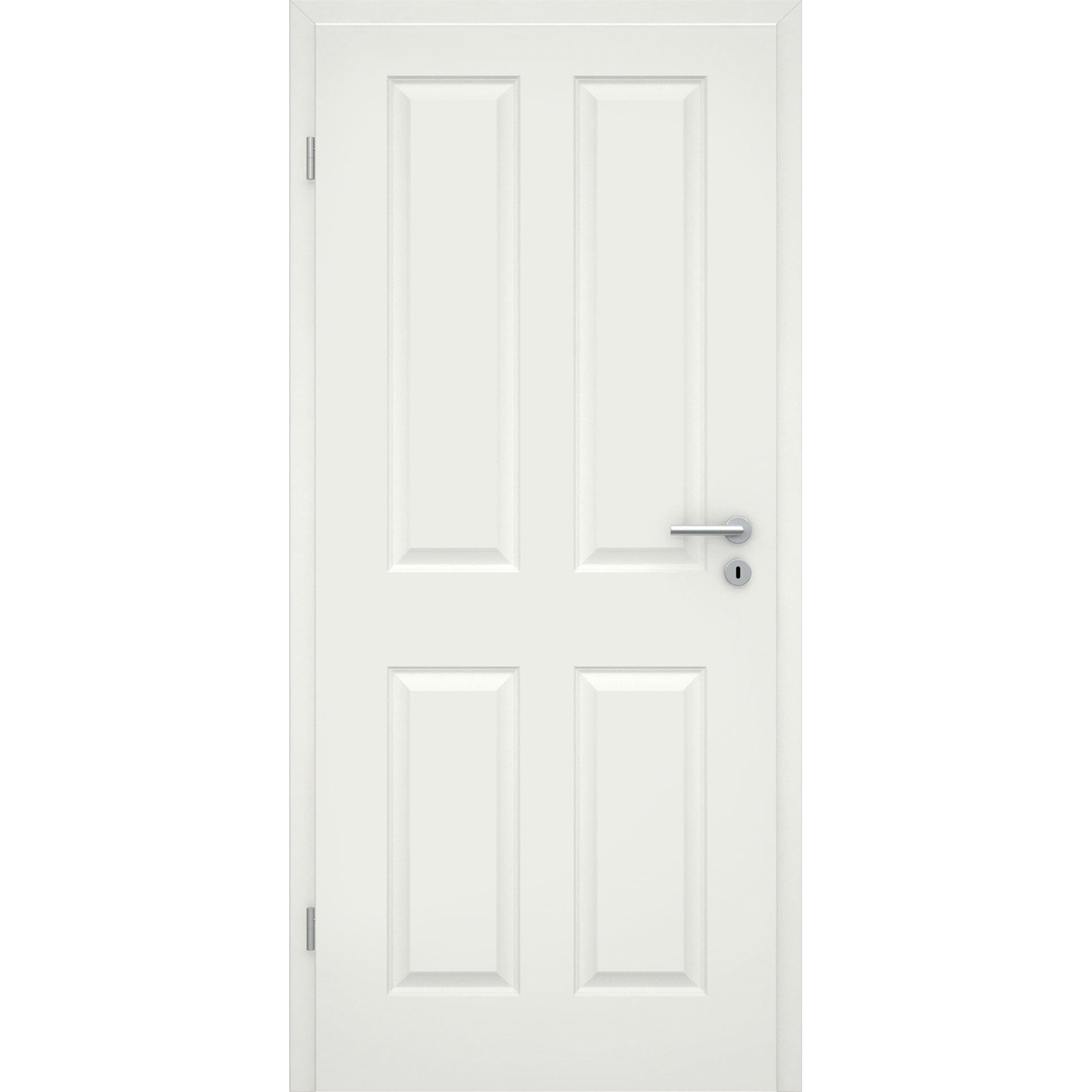 Zimmertür mit Zarge soft-weiß Stiltür mit 4 Kassetten Eckkante - Modell Stiltür K41