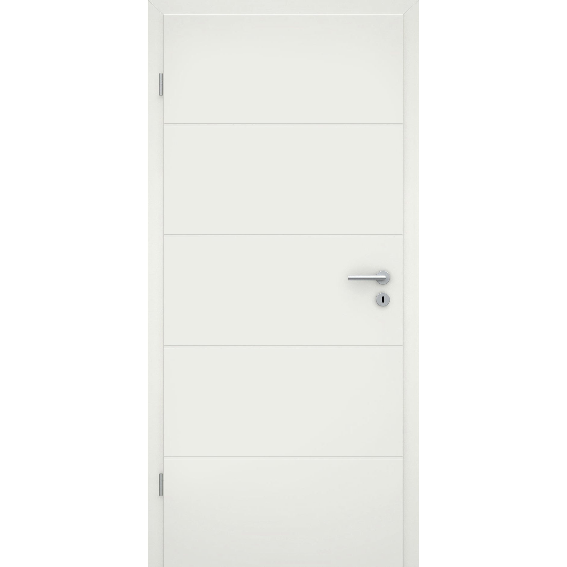 Zimmertür mit Zarge soft-weiß mit 4 Rillen Eckkante - Modell Designtür Q41