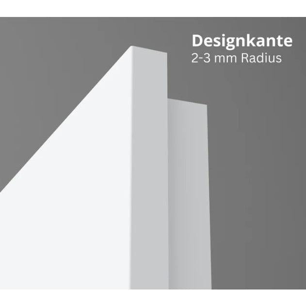 Zimmertür CPL brillant-weiß Rahmendesigntür mit 1 Kassette und Lichtausschnitt Designkante - Modell Stiltür R13LA