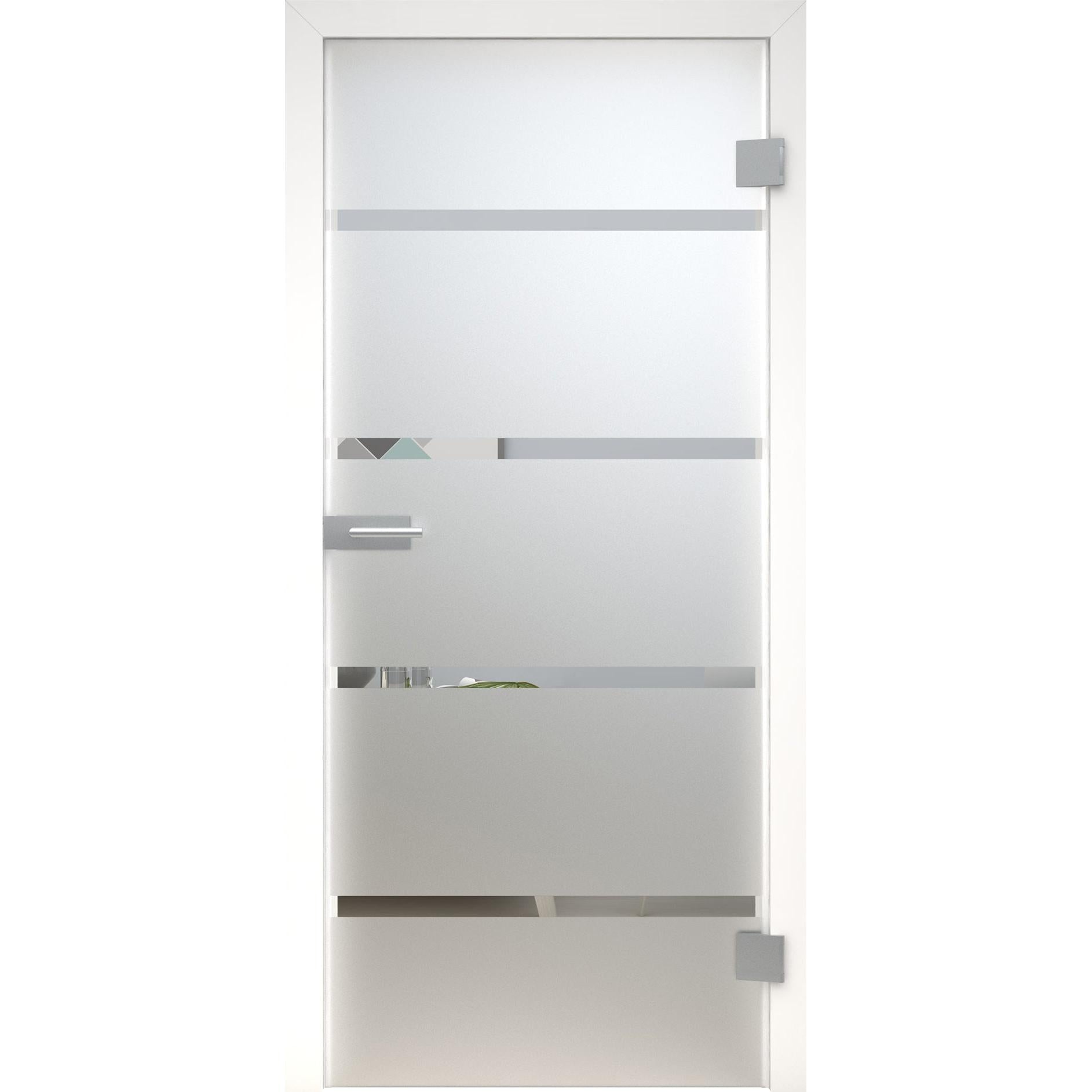 Glastür 4 breite Linien MattDesign 448 satiniert / matt-198,5 x 73,5 cm (Glasmaß 197,2 x 70,9 cm)-rechts-Montario