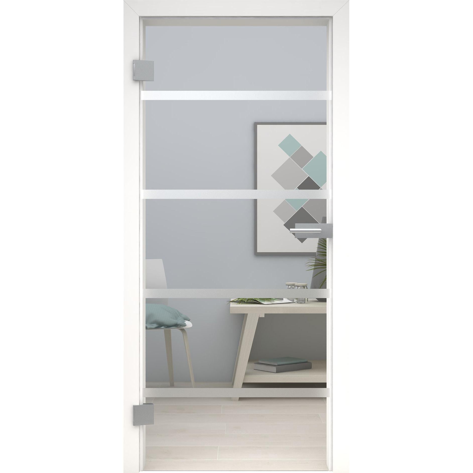 Glastür 4 breite Linien Printline 248-U Klarglas-198,5 x 73,5 cm (Glasmaß 197,2 x 70,9 cm)-links-Montario