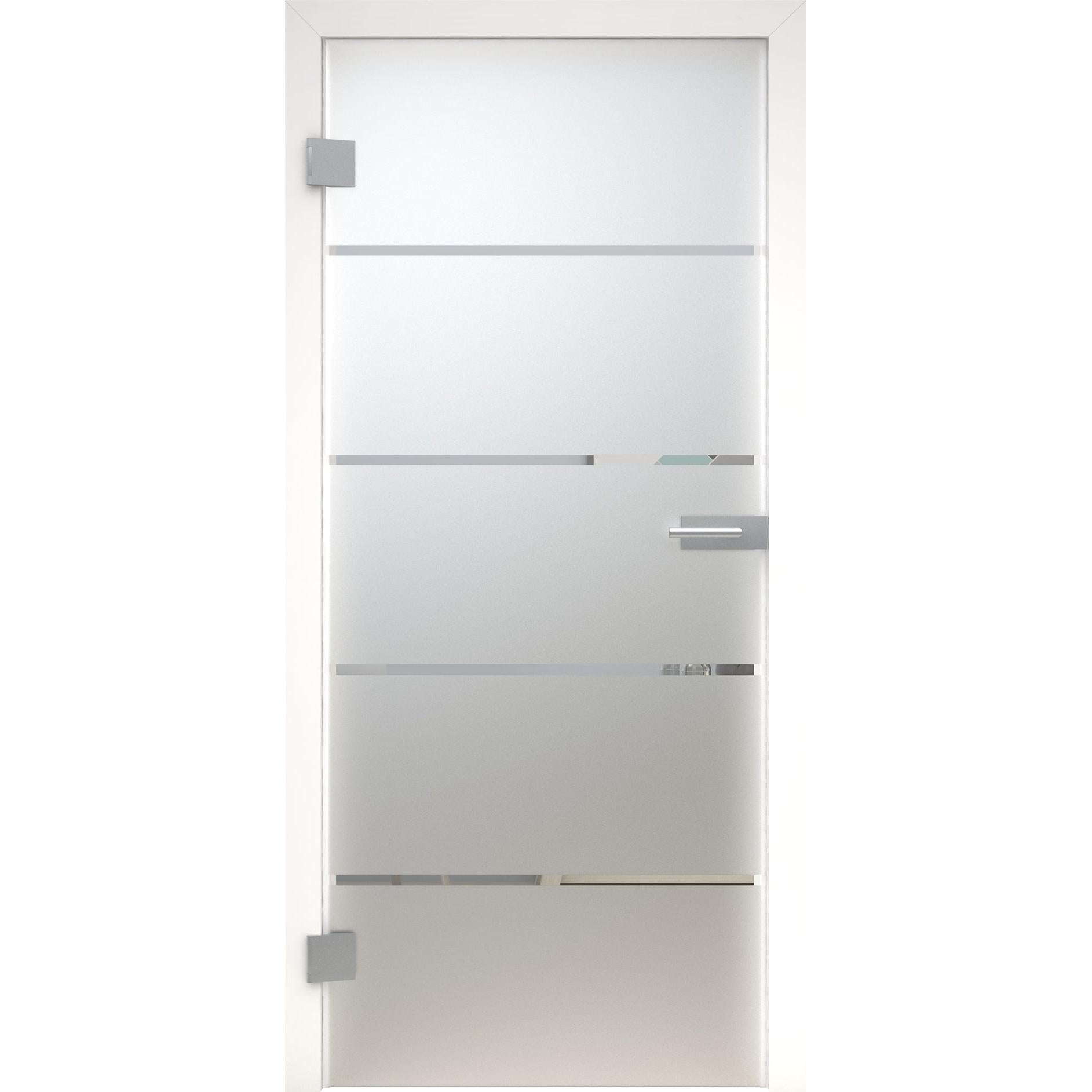 Glastür 4 Linien MattDesign 418 satiniert / matt-198,5 x 73,5 cm (Glasmaß 197,2 x 70,9 cm)-links-Montario