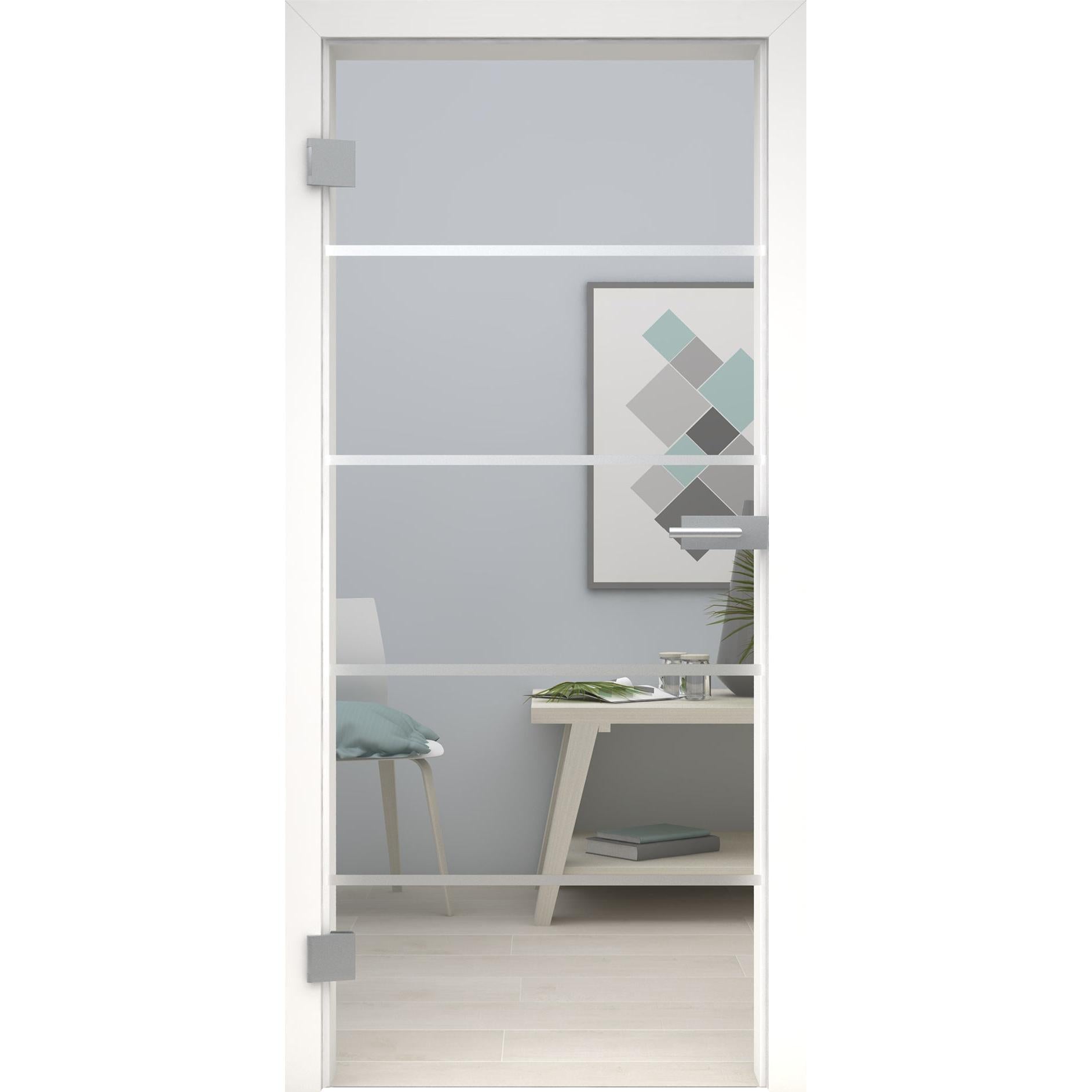 Glastür 4 Linien Printline 218-U Klarglas-198,5 x 73,5 cm (Glasmaß 197,2 x 70,9 cm)-links-Montario