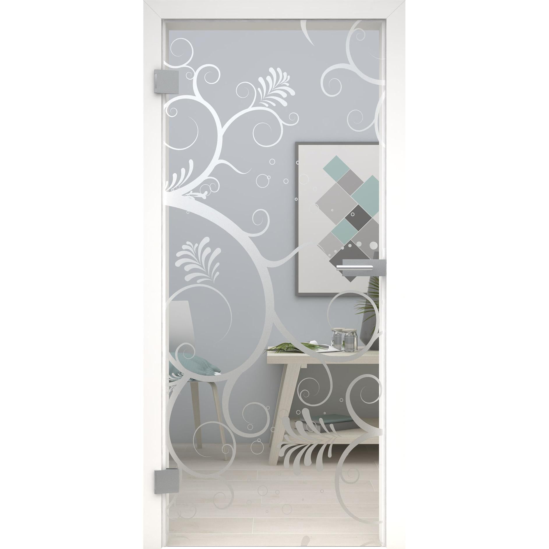Glastür floral Printline 238-U Klarglas-198,5 x 73,5 cm (Glasmaß 197,2 x 70,9 cm)-links-Montario