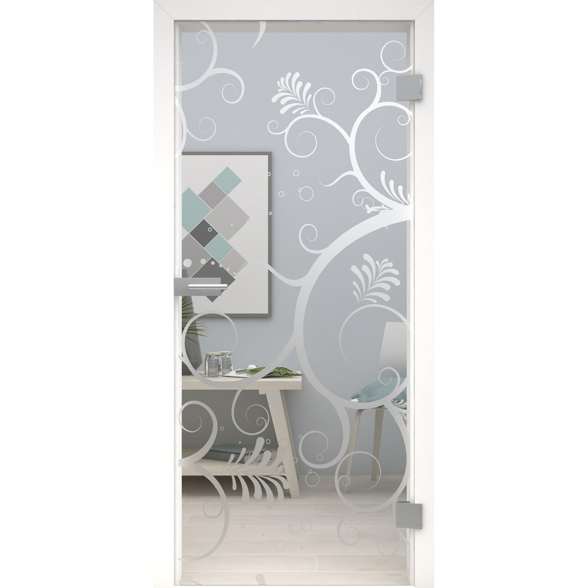 Glastür floral Printline 238-U Klarglas-198,5 x 73,5 cm (Glasmaß 197,2 x 70,9 cm)-rechts-Montario
