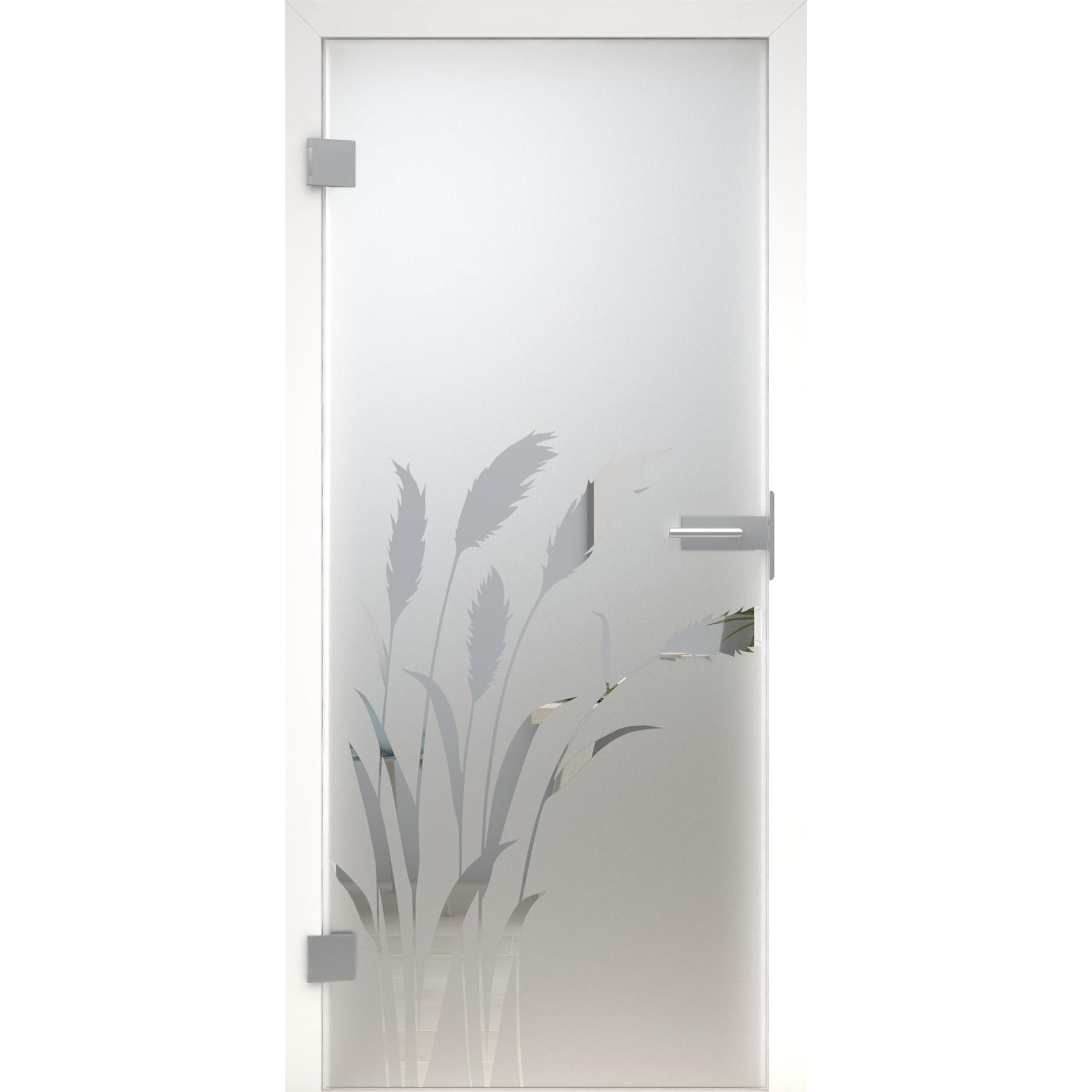 Glastür Gräserwind MattDesign 492 satiniert / matt-198,5 x 73,5 cm (Glasmaß 197,2 x 70,9 cm)-links-Montario