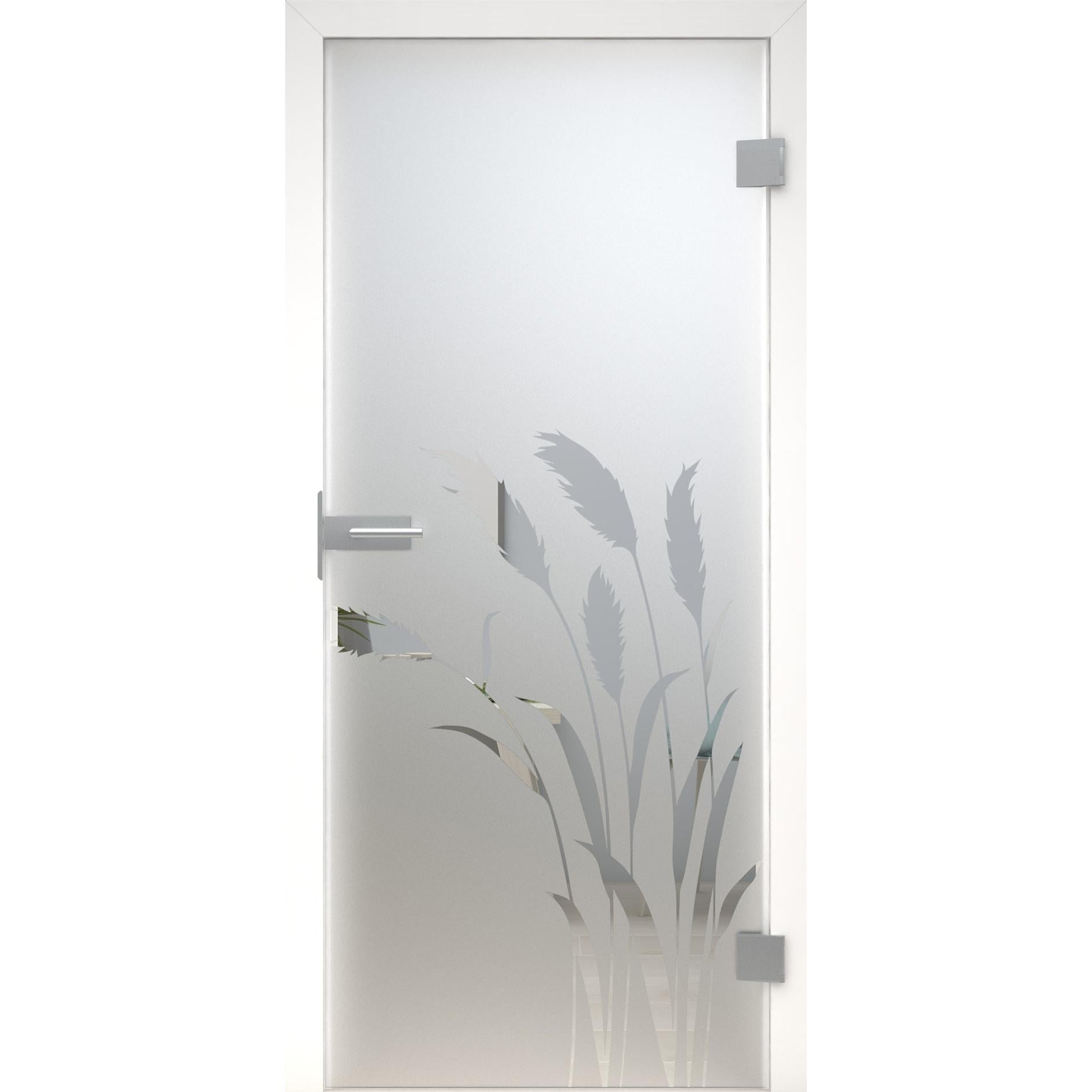 Glastür Gräserwind MattDesign 492 satiniert / matt-198,5 x 73,5 cm (Glasmaß 197,2 x 70,9 cm)-rechts-Montario
