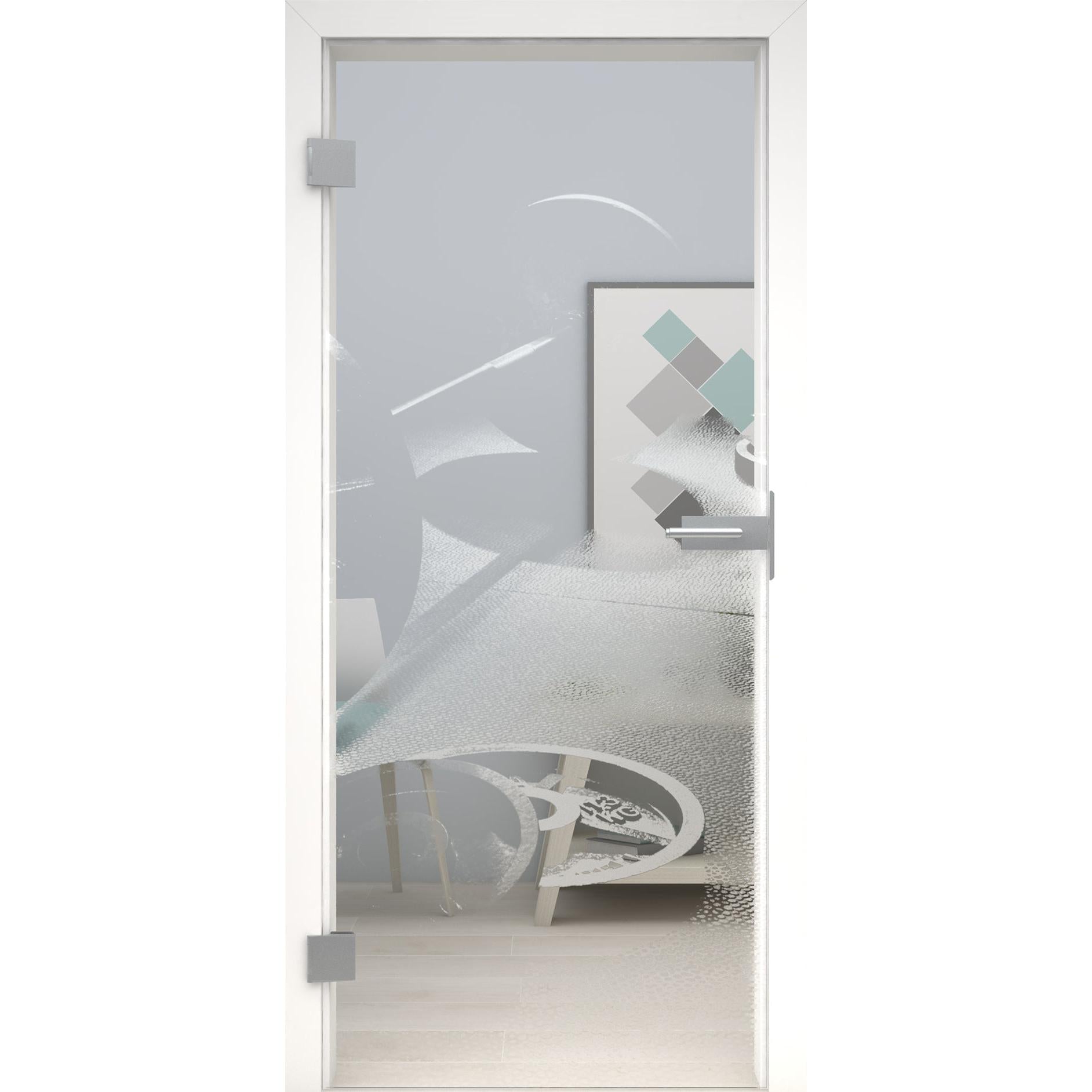 Glastür Gym LaserArt 326-U Klarglas-198,5 x 73,5 cm (Glasmaß 197,2 x 70,9 cm)-links-Montario