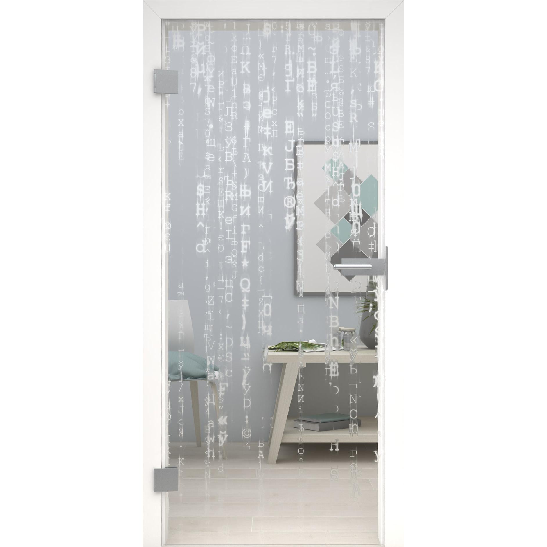Glastür LaserArt 324-U Klarglas-198,5 x 73,5 cm (Glasmaß 197,2 x 70,9 cm)-links-Montario
