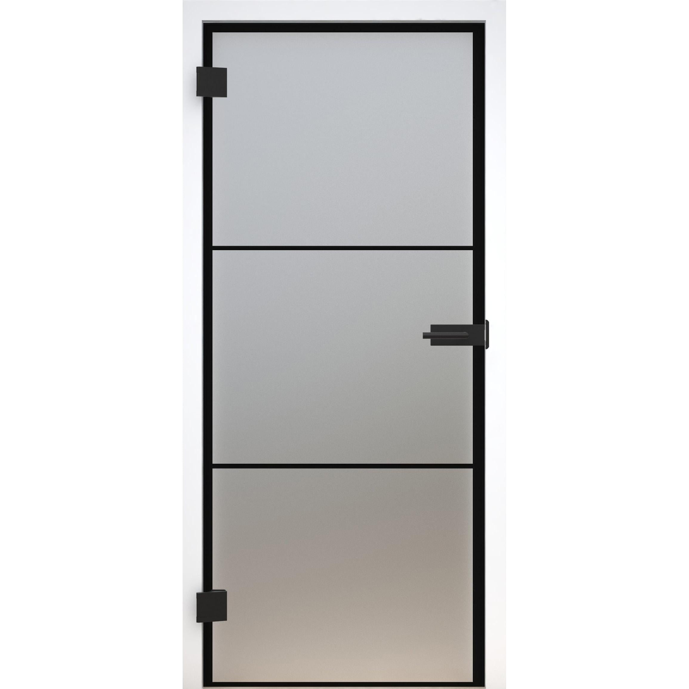 Glastür Loft-Design Modell DS5 satiniert / matt-198,5 x 73,5 cm (Glasmaß 197,2 x 70,9 cm)-links-Montario