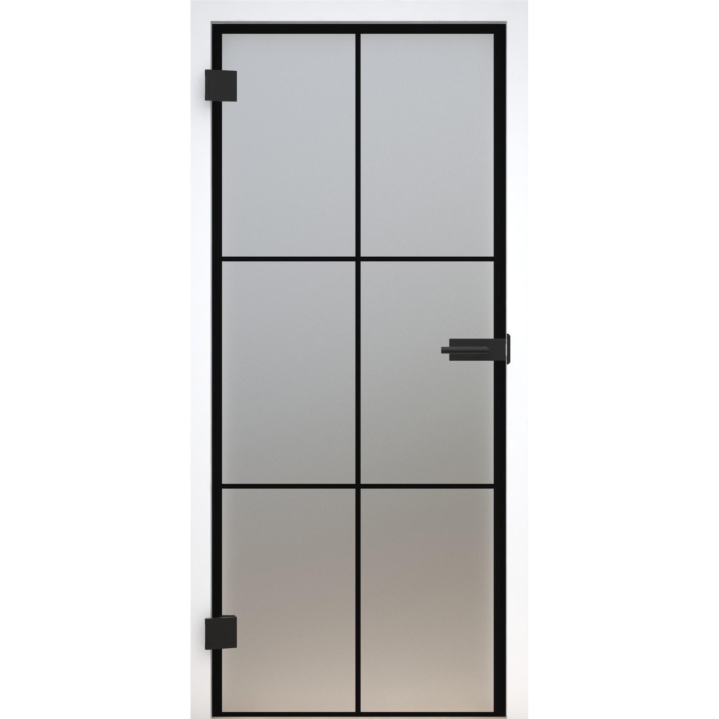Glastür Loft-Design Modell DS6 satiniert / matt-198,5 x 73,5 cm (Glasmaß 197,2 x 70,9 cm)-links-Montario