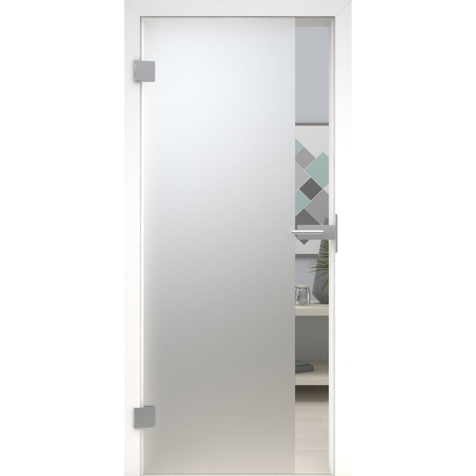Glastür MattDesign 495 satiniert / matt-198,5 x 73,5 cm (Glasmaß 197,2 x 70,9 cm)-links-Montario