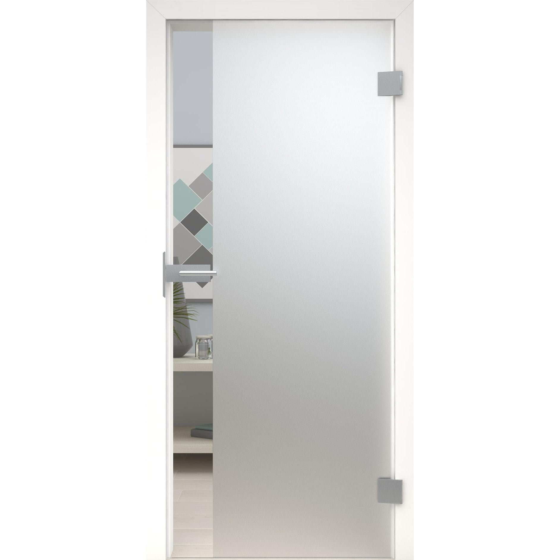 Glastür MattDesign 495 satiniert / matt-198,5 x 73,5 cm (Glasmaß 197,2 x 70,9 cm)-rechts-Montario