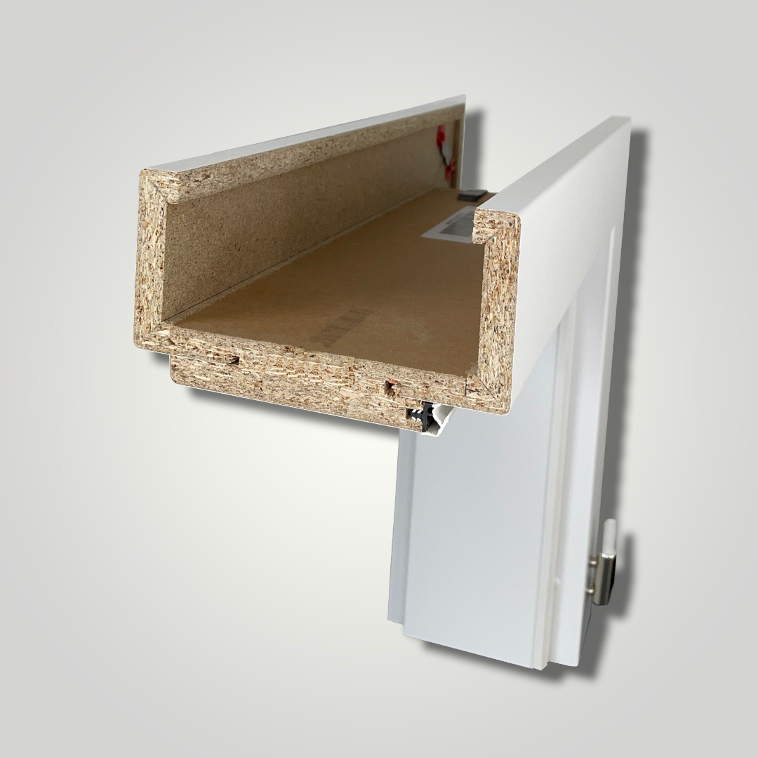 Zimmertür mit Zarge ohne Schlüssellochbohrung brillant-weiß Stiltür mit 3 Kassetten Designkante - Modell Stiltür M33