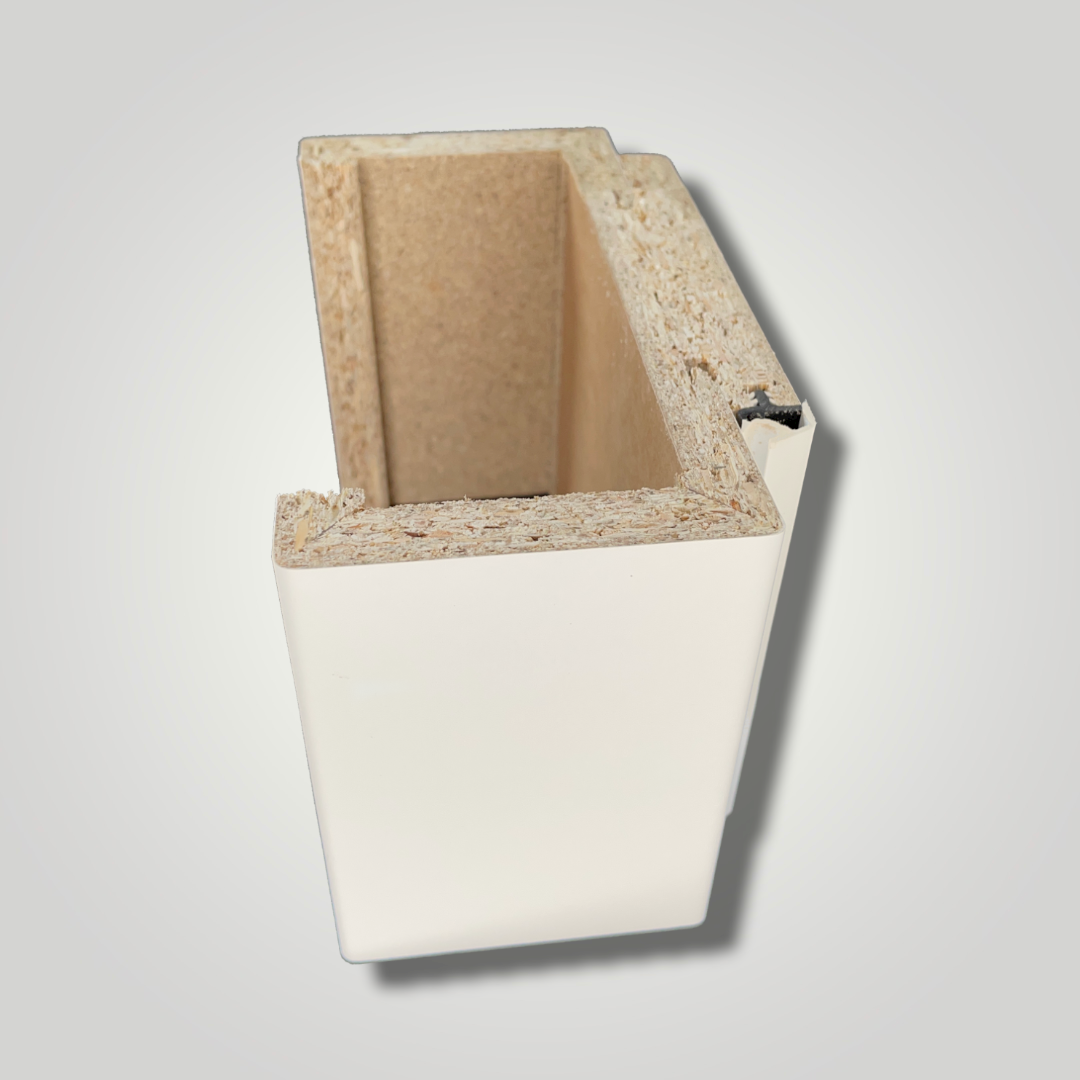 Zimmertür mit Zarge und Lichtausschnitt soft-weiß 4 Kassetten Quer Eckkante - Modell Stiltür KQ41LAO