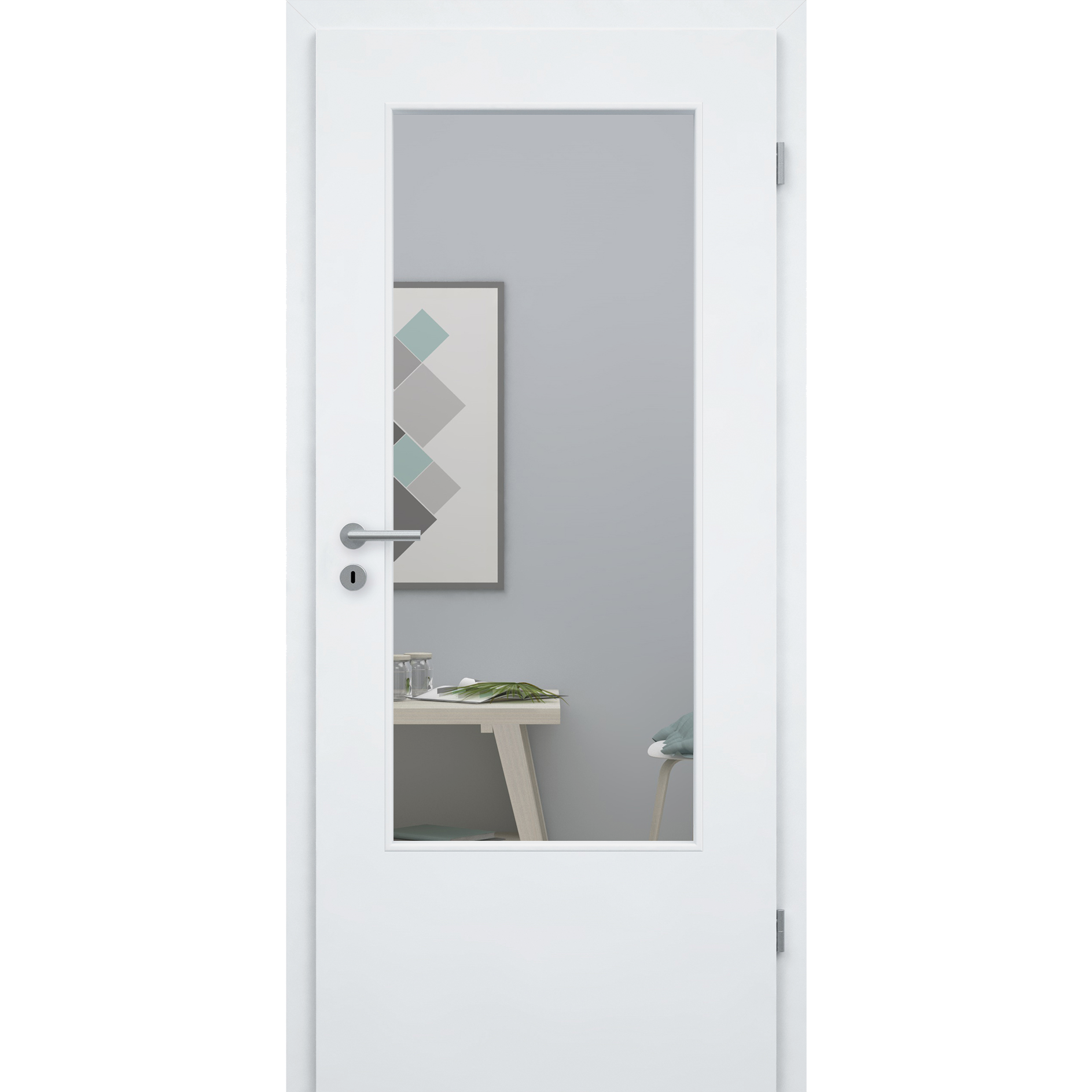 Zimmertür mit Lichtausschnitt CPL brillant-weiß ähnlich RAL 9003 Designkante