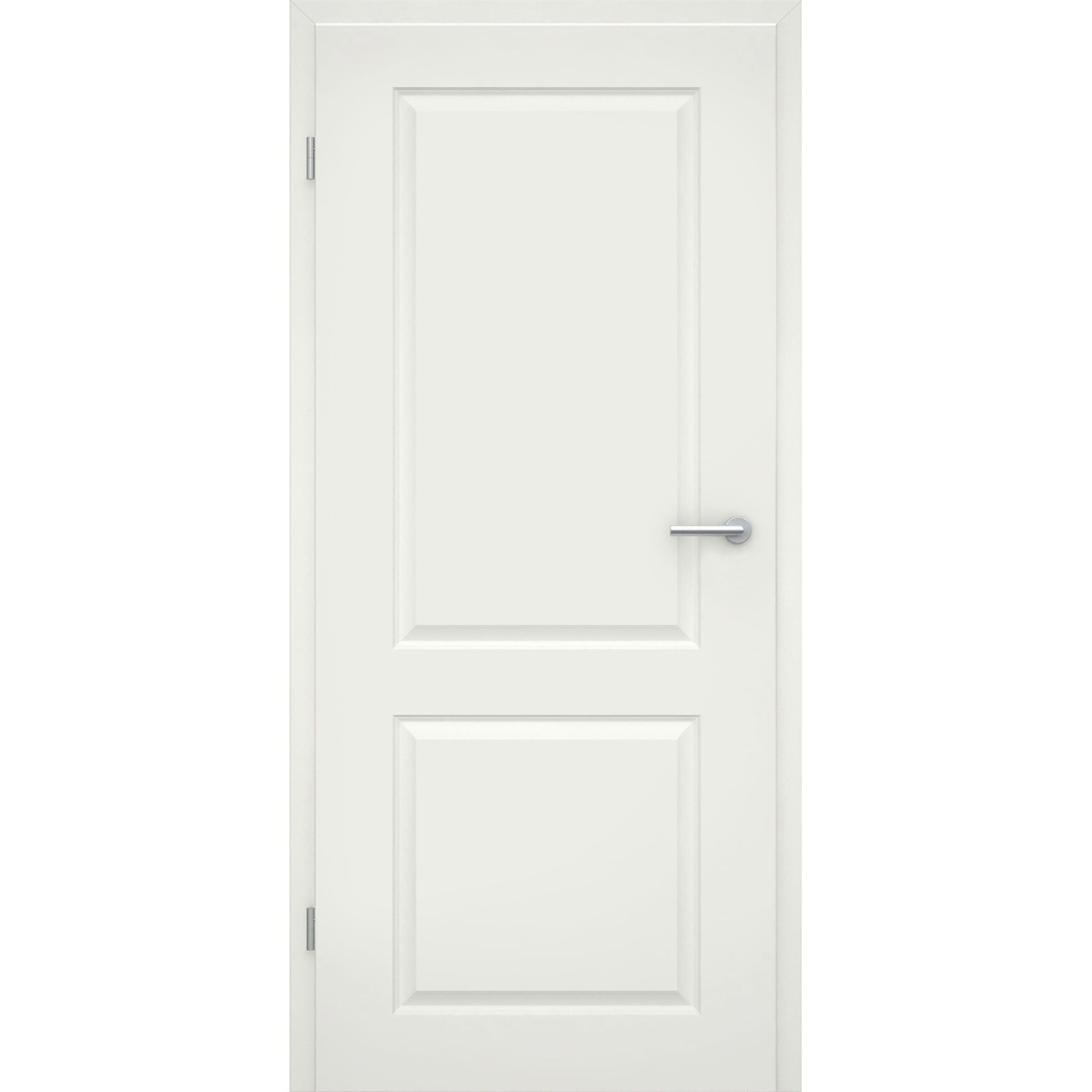 Zimmertür ohne Schlüssellochbohrung soft-weiß Stiltür mit 2 Kassetten Rundkante