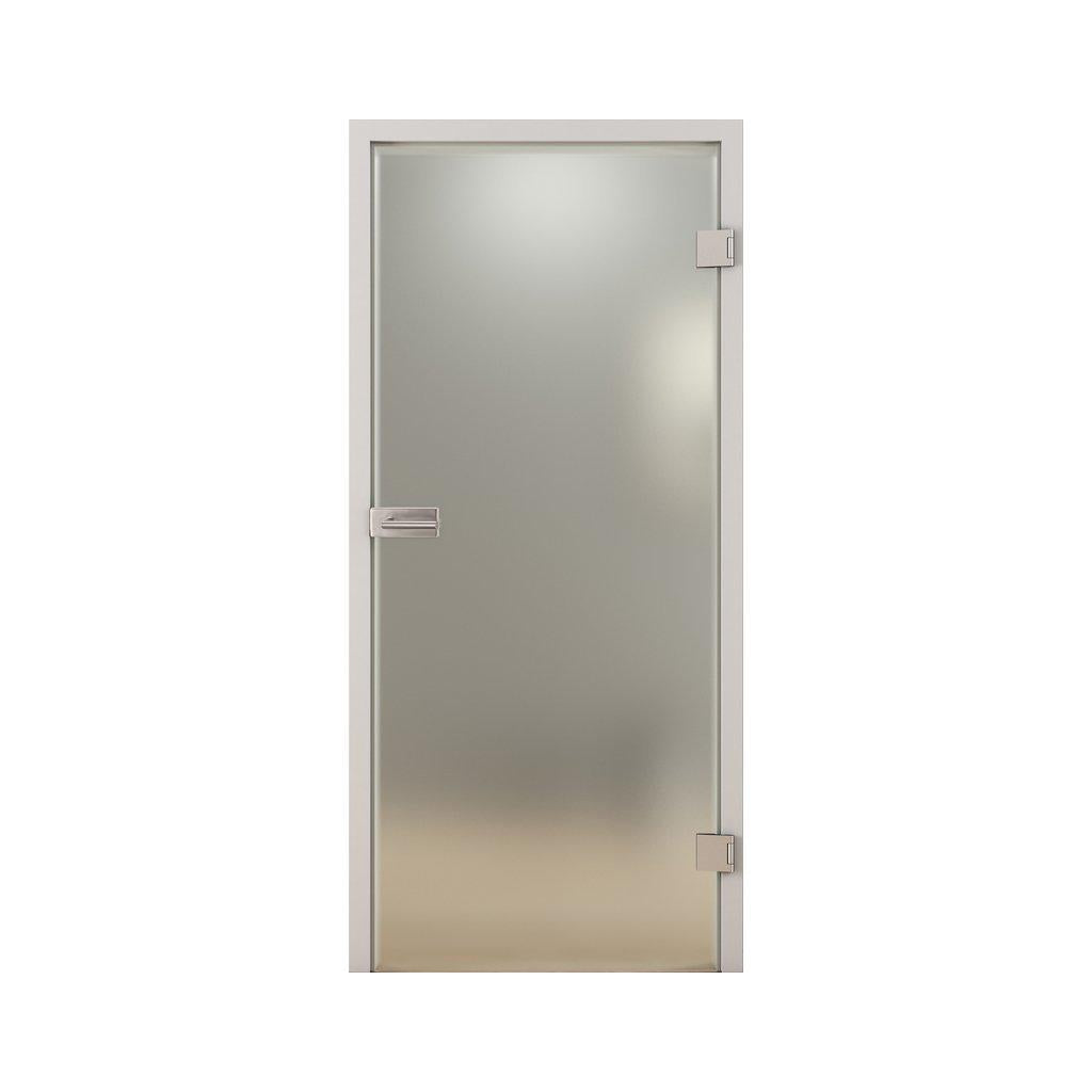 Glastür mit Zarge soft-weiß Satiniert