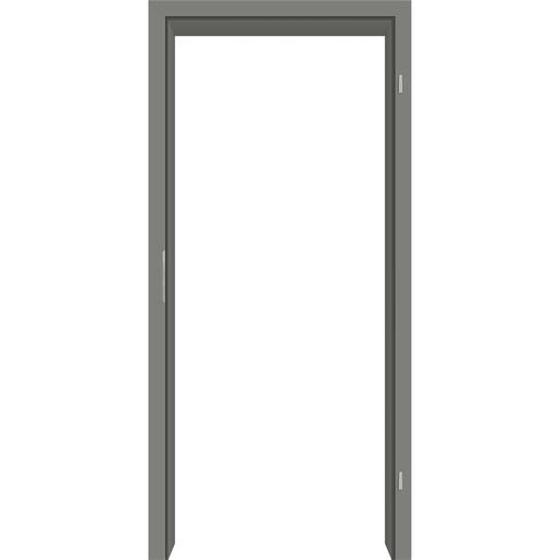 Zimmertür mit Zarge und Lichtausschnitt grau 4 Rillen quer Designkante - Modell Designtür Q47LAS