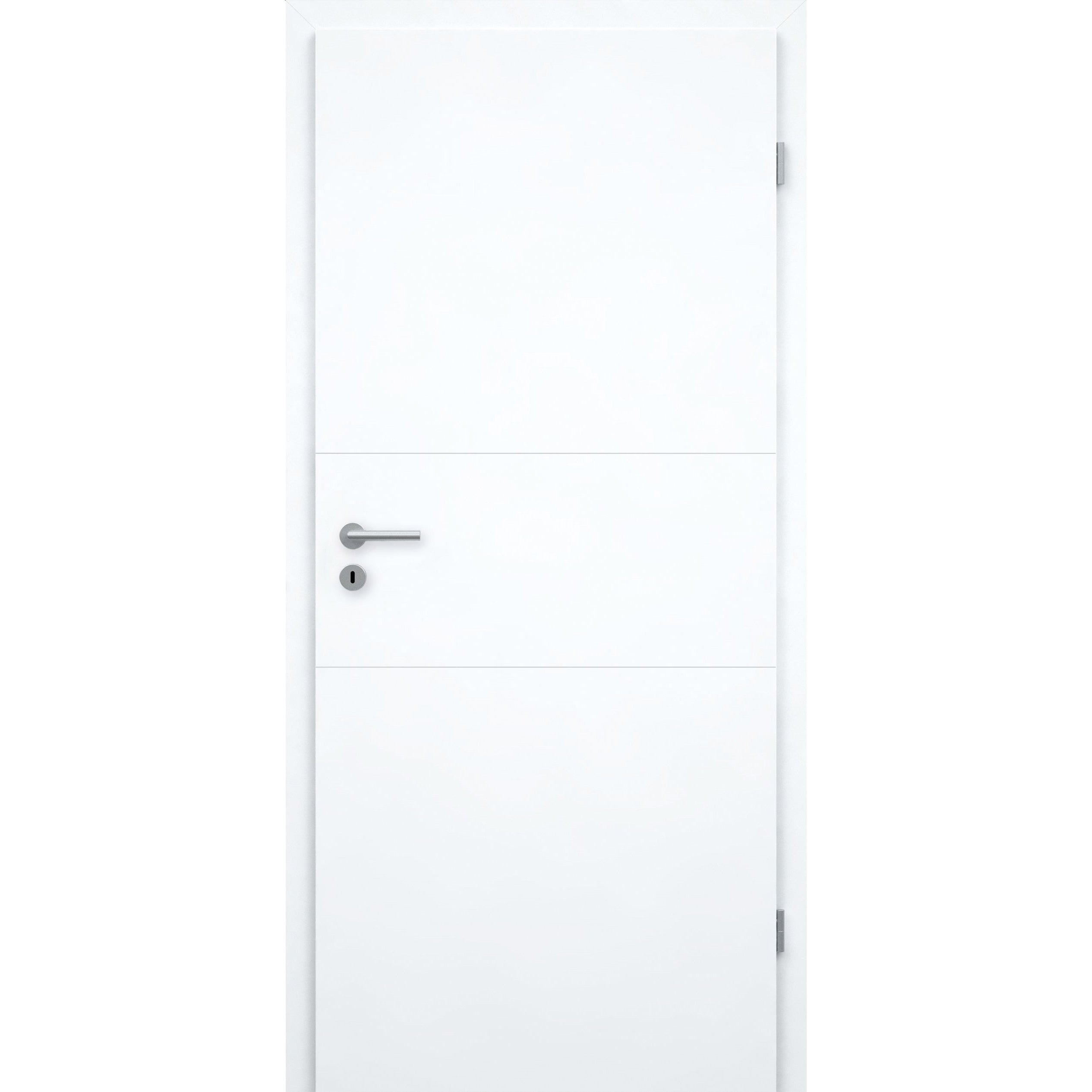 Wohnungseingangstür brillant-weiß 2 Rillen quer Designkante SK1 / KK3 - Modell Designtür Q23