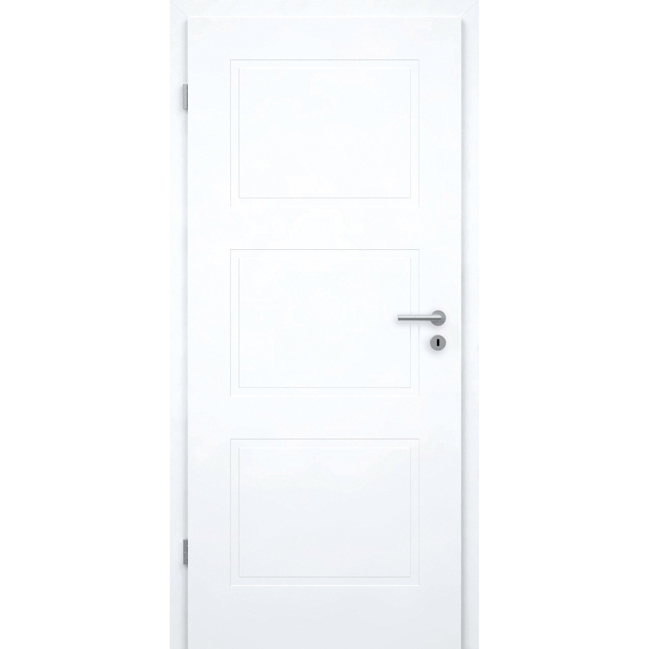 Wohnungseingangstür mit Zarge brillant-weiß 3 Kassetten Designkante SK1 / KK3 - Modell Stiltür M33