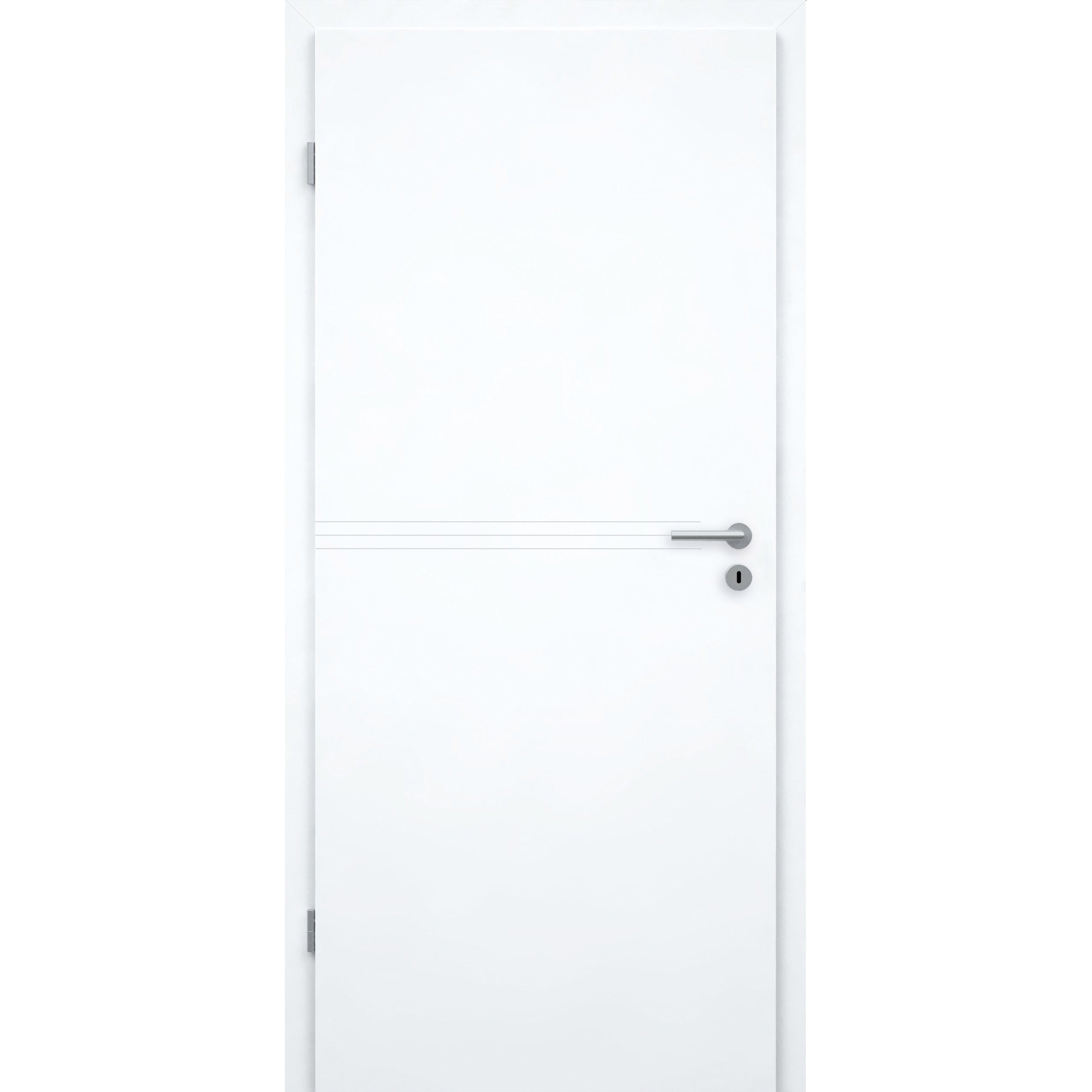 Wohnungseingangstür mit Zarge brillant-weiß 3 Rillen Designkante SK1 / KK3 - Modell Designtür Q33