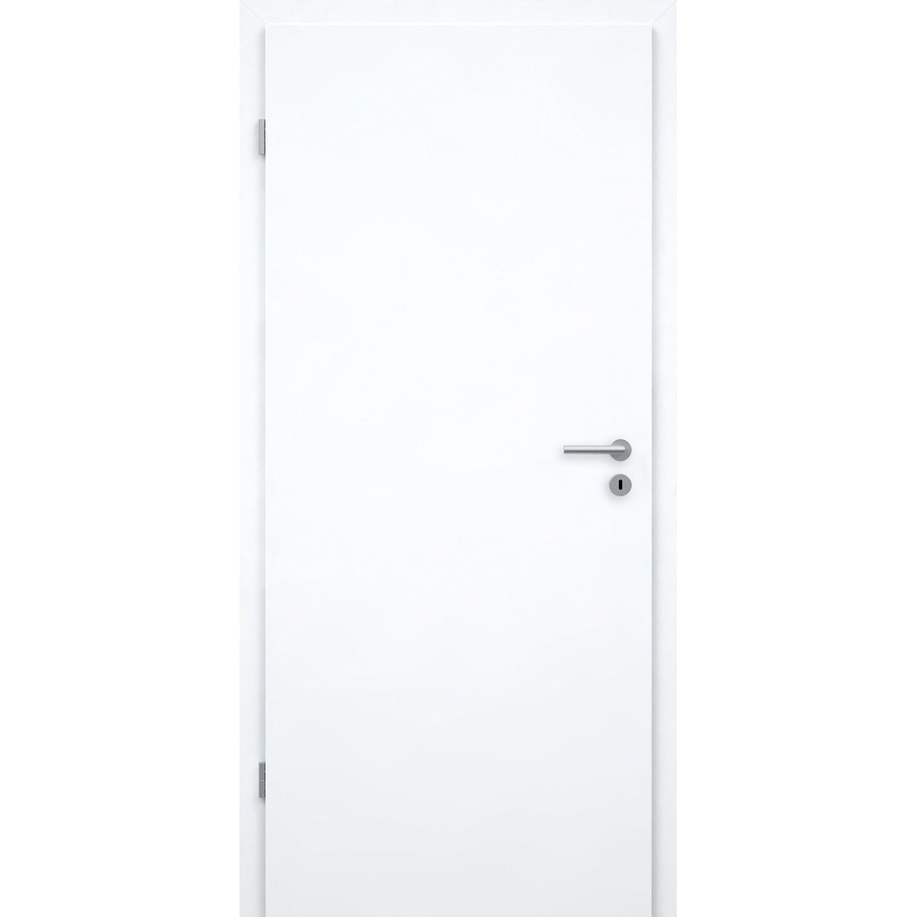 Wohnungseingangstür mit Zarge brillant-weiß Dekor glatt Designkante SK1 / KK3
