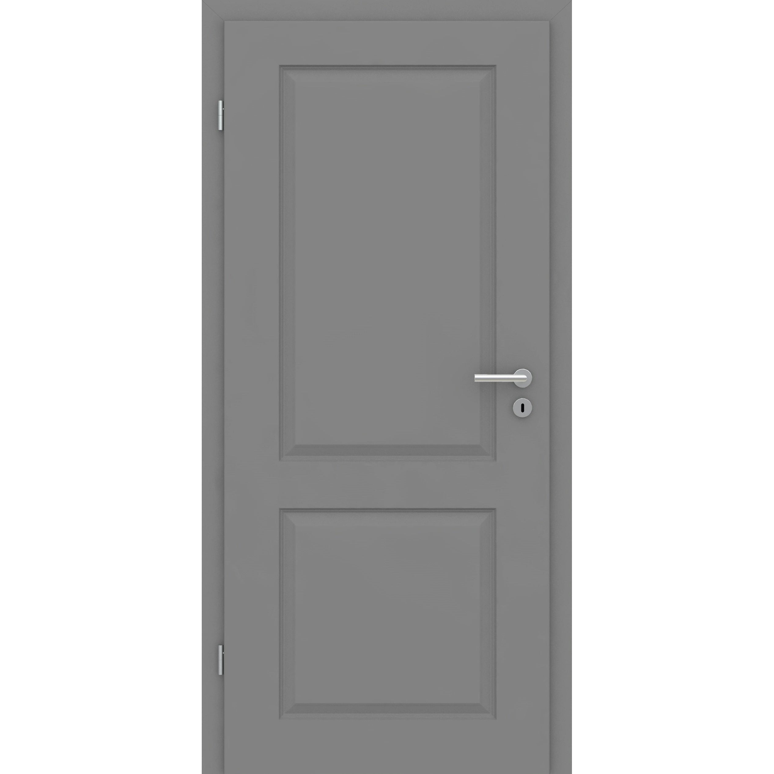 Wohnungseingangstür mit Zarge grau 2 Kassetten Designkante SK1 / KK3 - Modell Stiltür K27