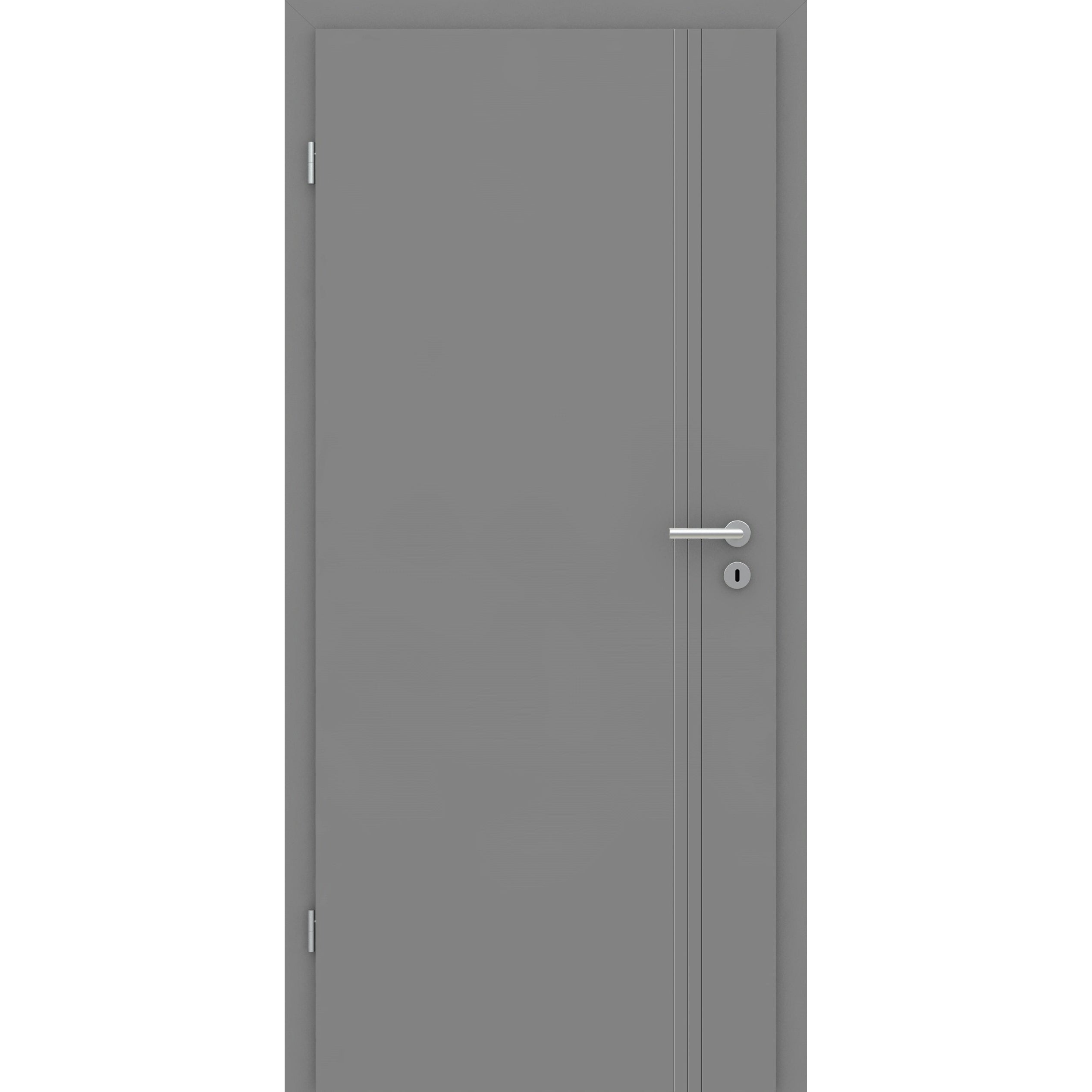 Wohnungseingangstür grau 3 Rillen aufrecht Schlosseite Designkante SK2 / KK3 - Modell Designtür VS37