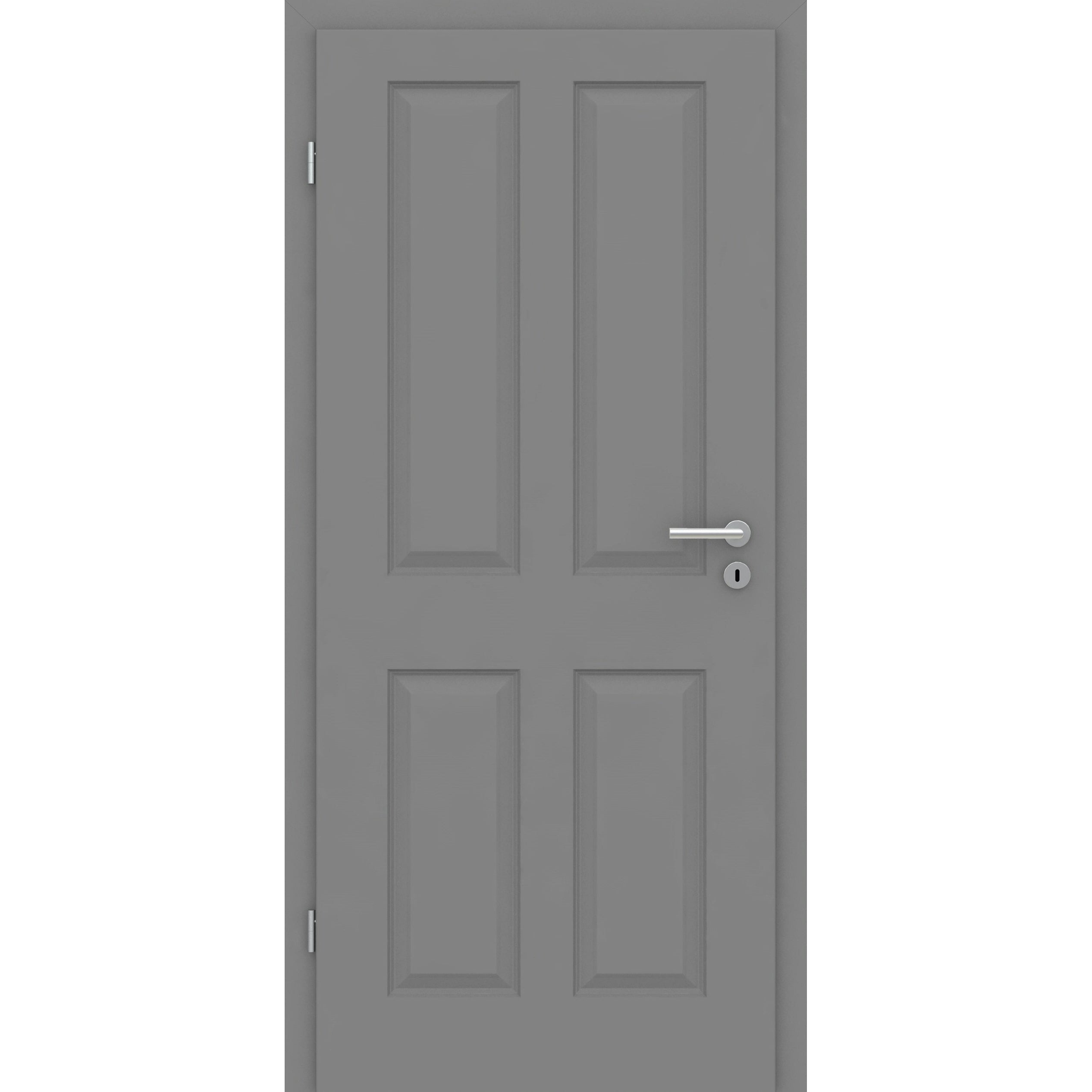 Wohnungseingangstür mit Zarge grau 4 Kassetten Designkante SK1 / KK3 - Modell Stiltür K47