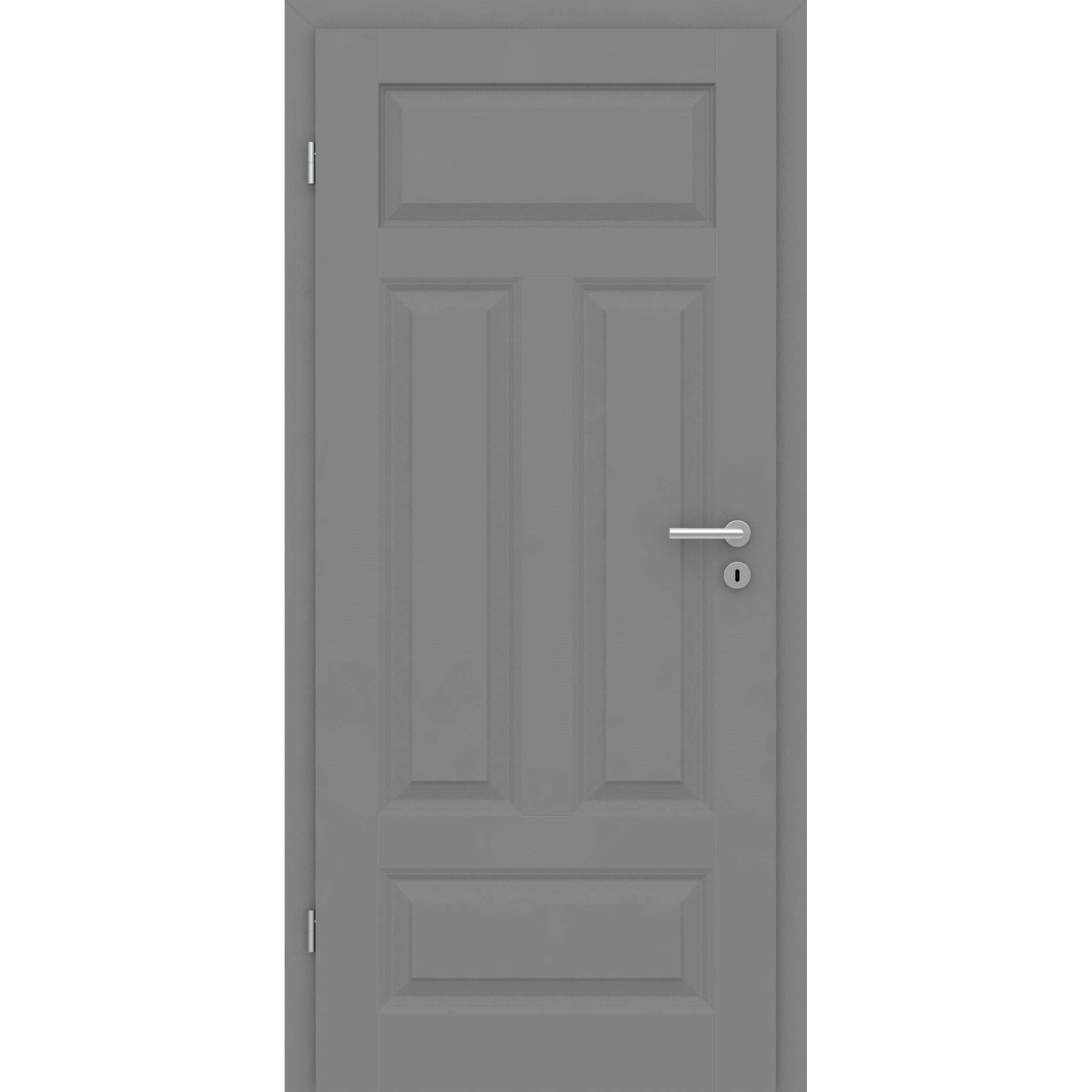 Wohnungseingangstür mit Zarge grau 4 Kassetten Quer Designkante SK1 / KK3 - Modell Stiltür KQ47