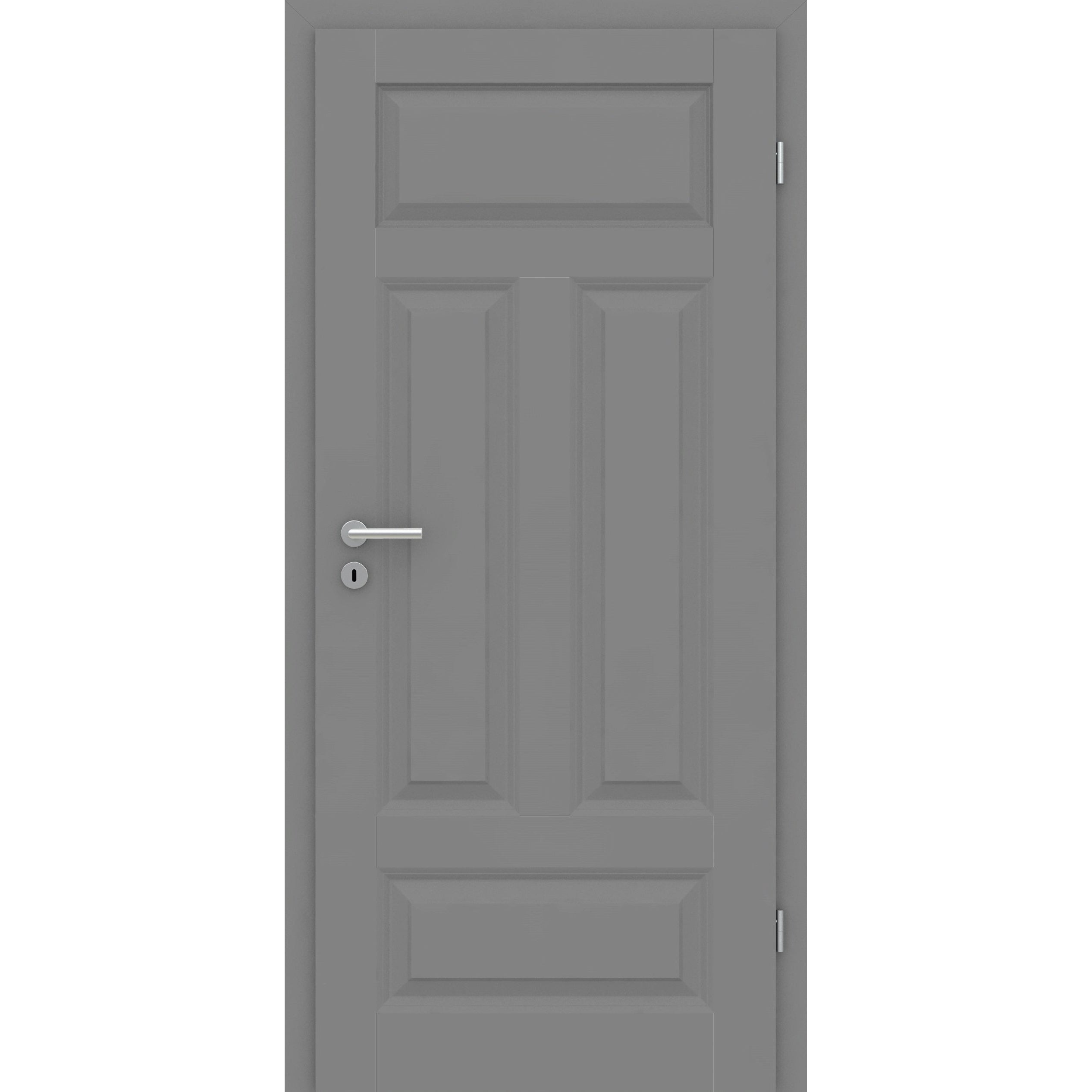 Wohnungseingangstür mit Zarge grau 4 Kassetten Quer Designkante SK2 / KK3 - Modell Stiltür KQ47