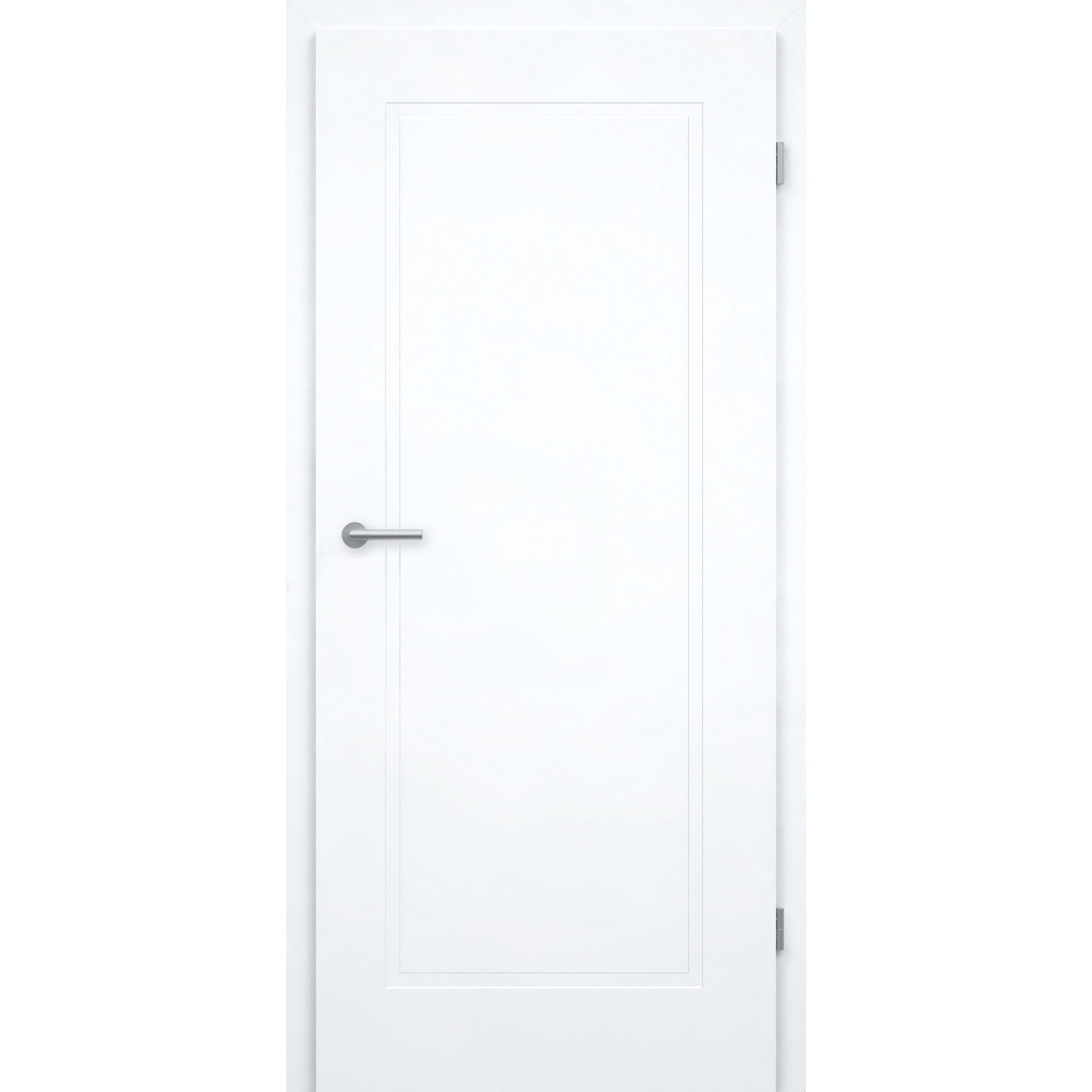 Zimmertür mit Zarge ohne Schlüssellochbohrung brillant-weiß Stiltür mit 1 Kassette Designkante