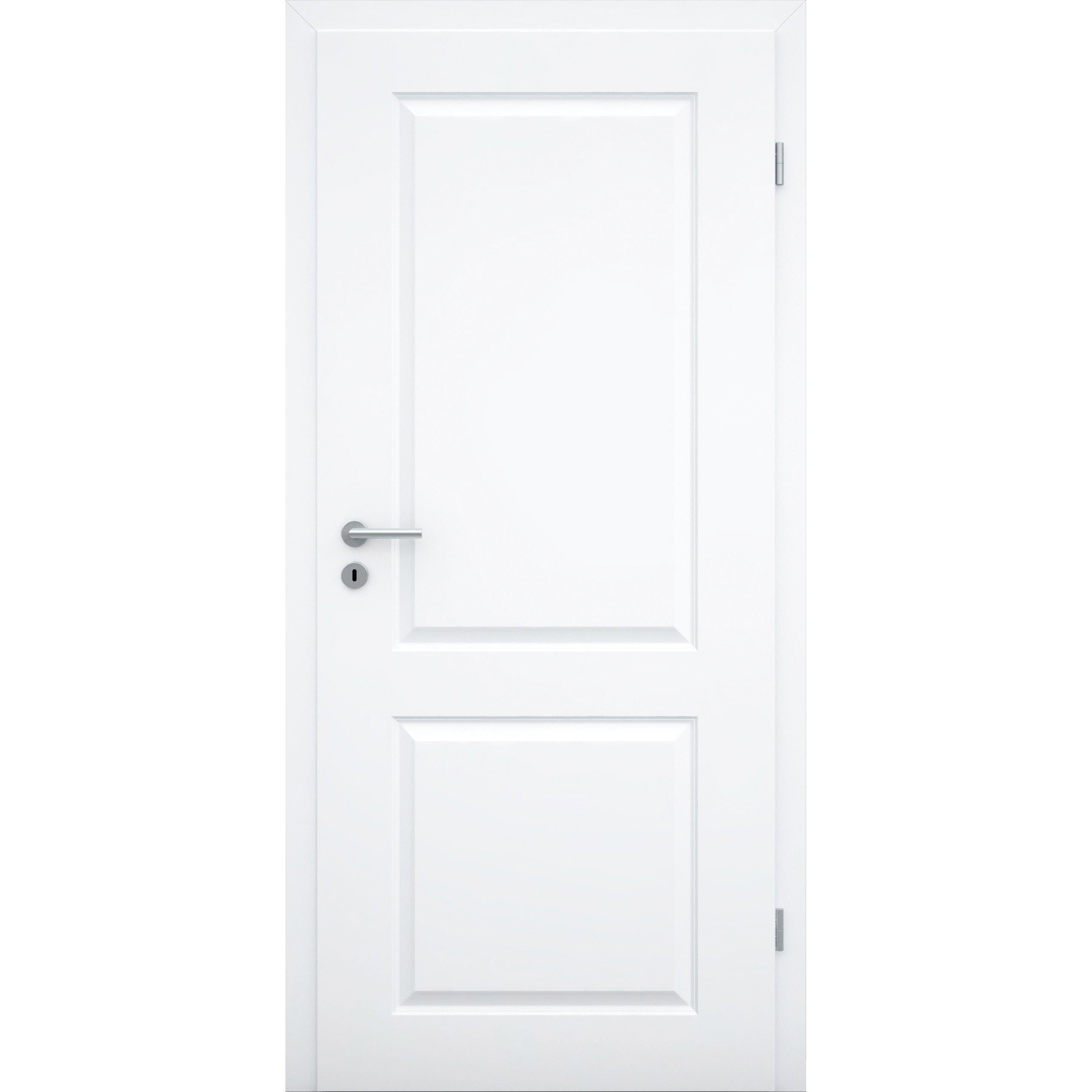 Zimmertür mit Zarge brillant-weiß 2 Kassetten Designkante - Modell Stiltür K23