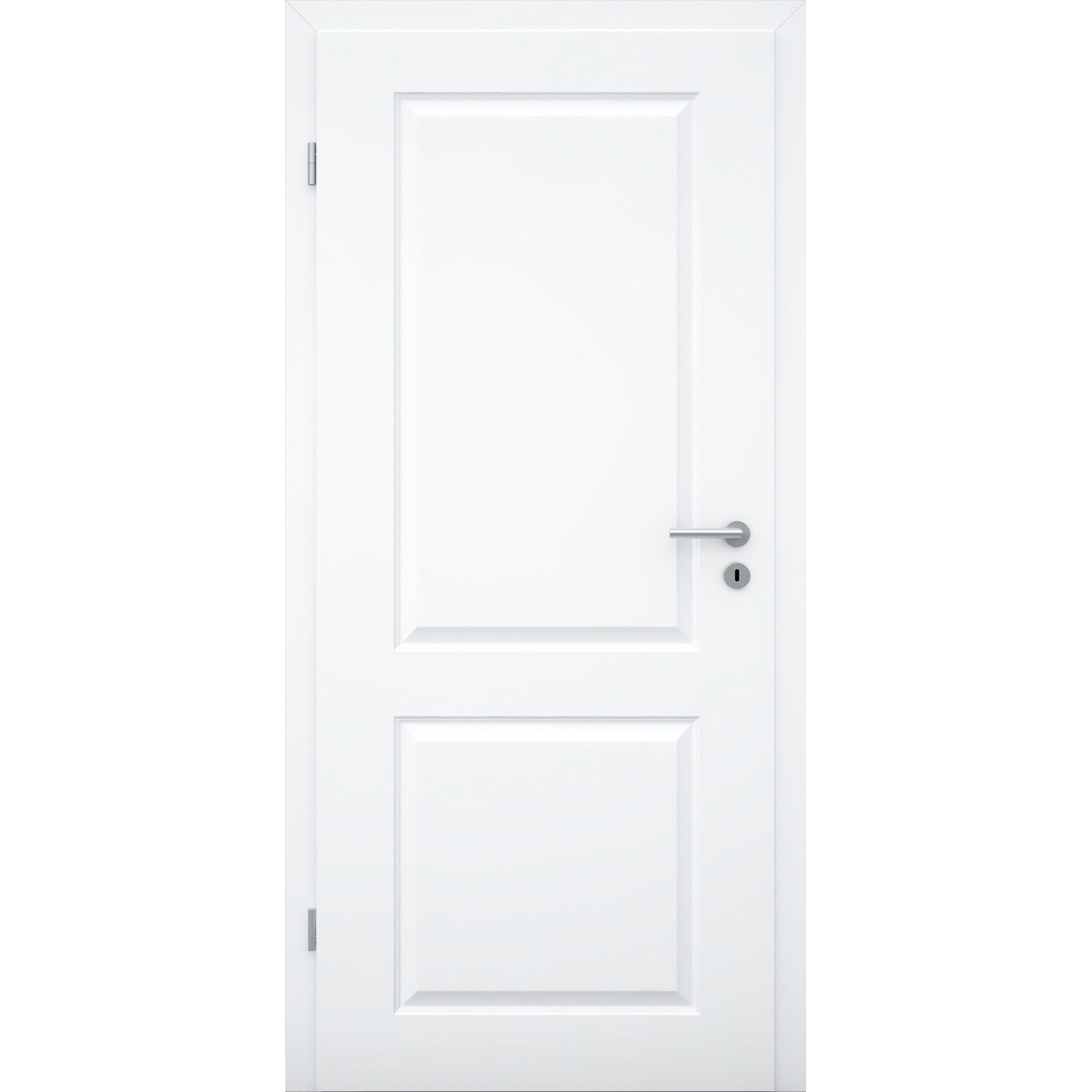 Zimmertür mit Zarge brillant-weiß 2 Kassetten Designkante - Modell Stiltür K23