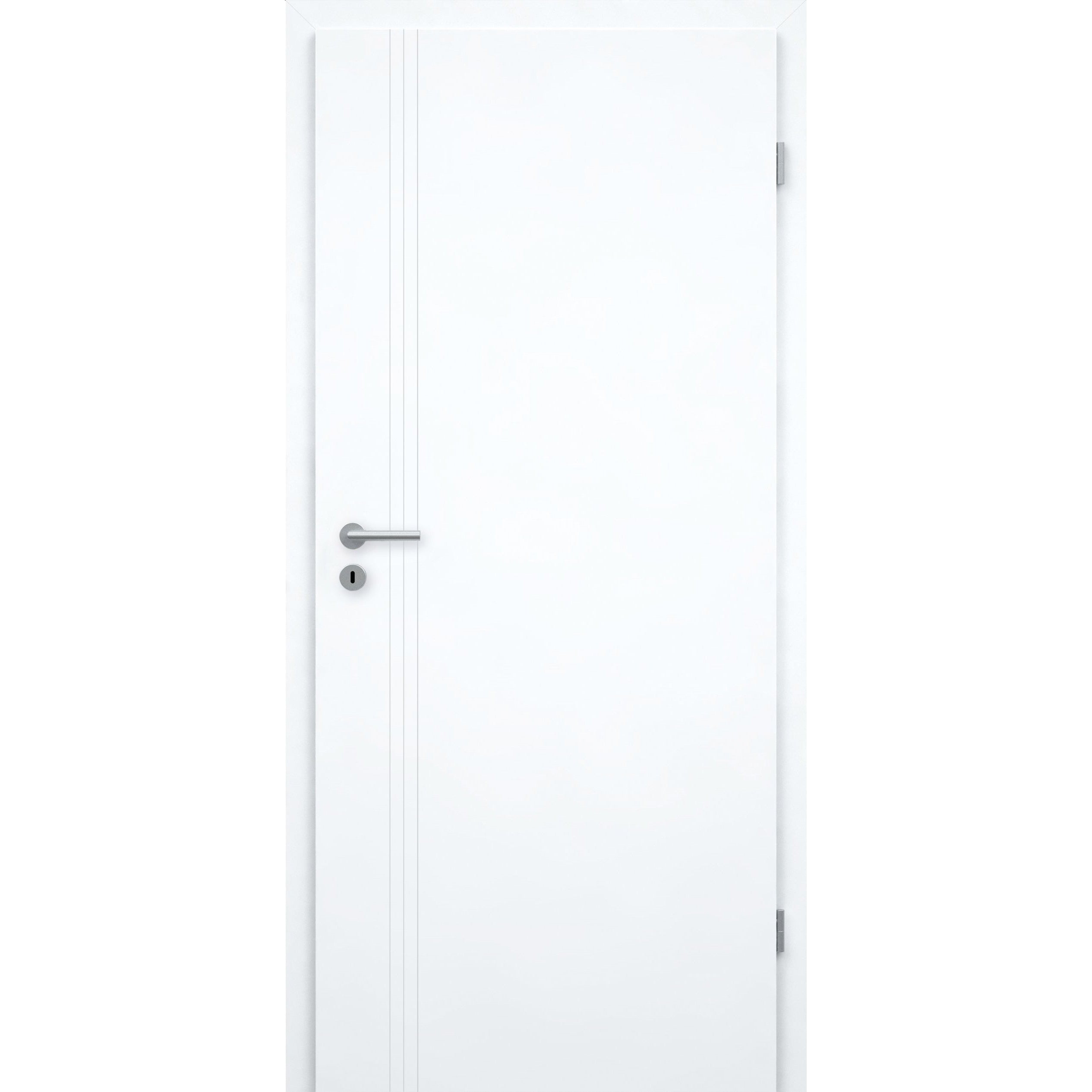 Zimmertür brillant-weiß 3 Rillen aufrecht Schlossseite Designkante - Modell Designtür VS33