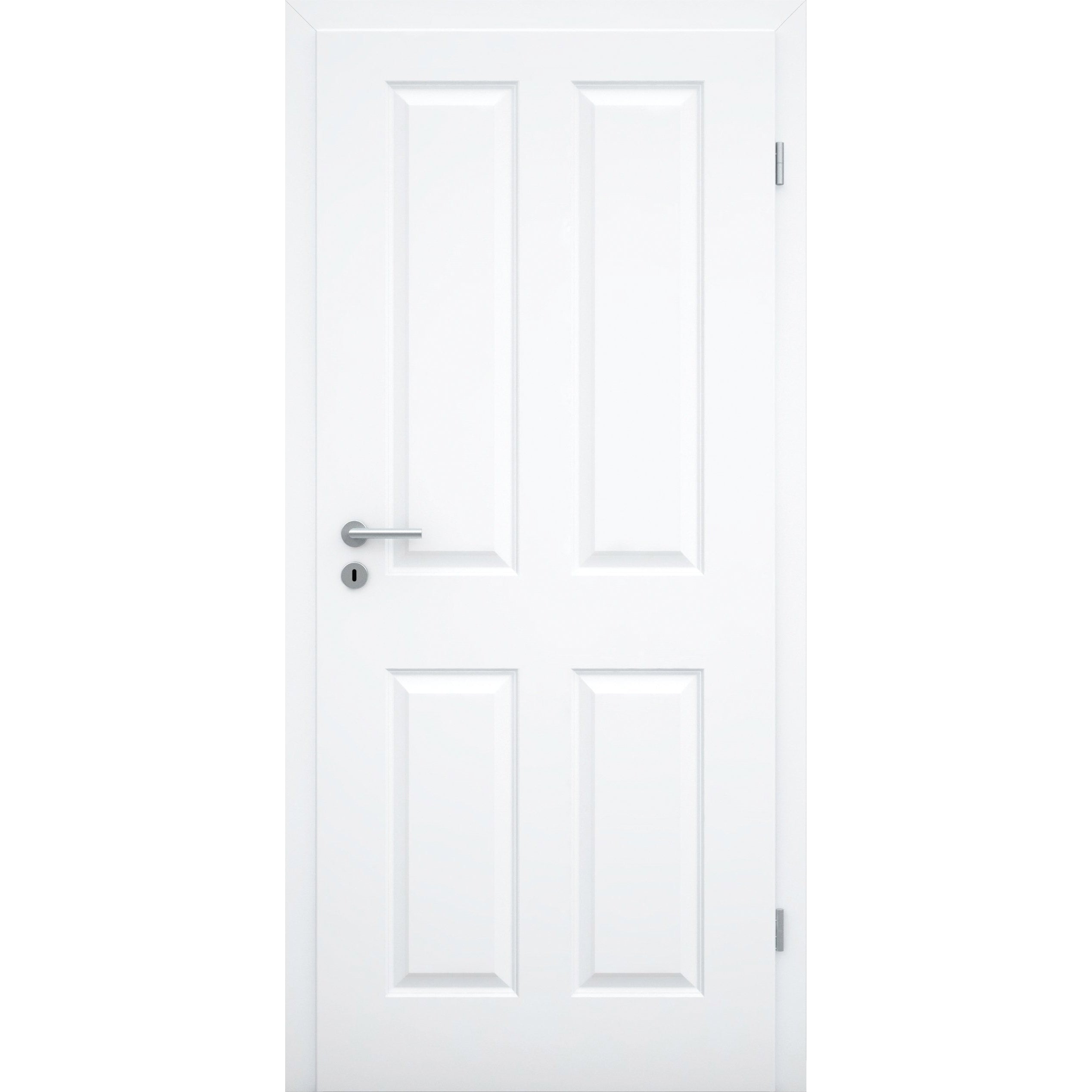 Zimmertür mit Zarge brillant-weiß 4 Kassetten Designkante - Modell Stiltür K43