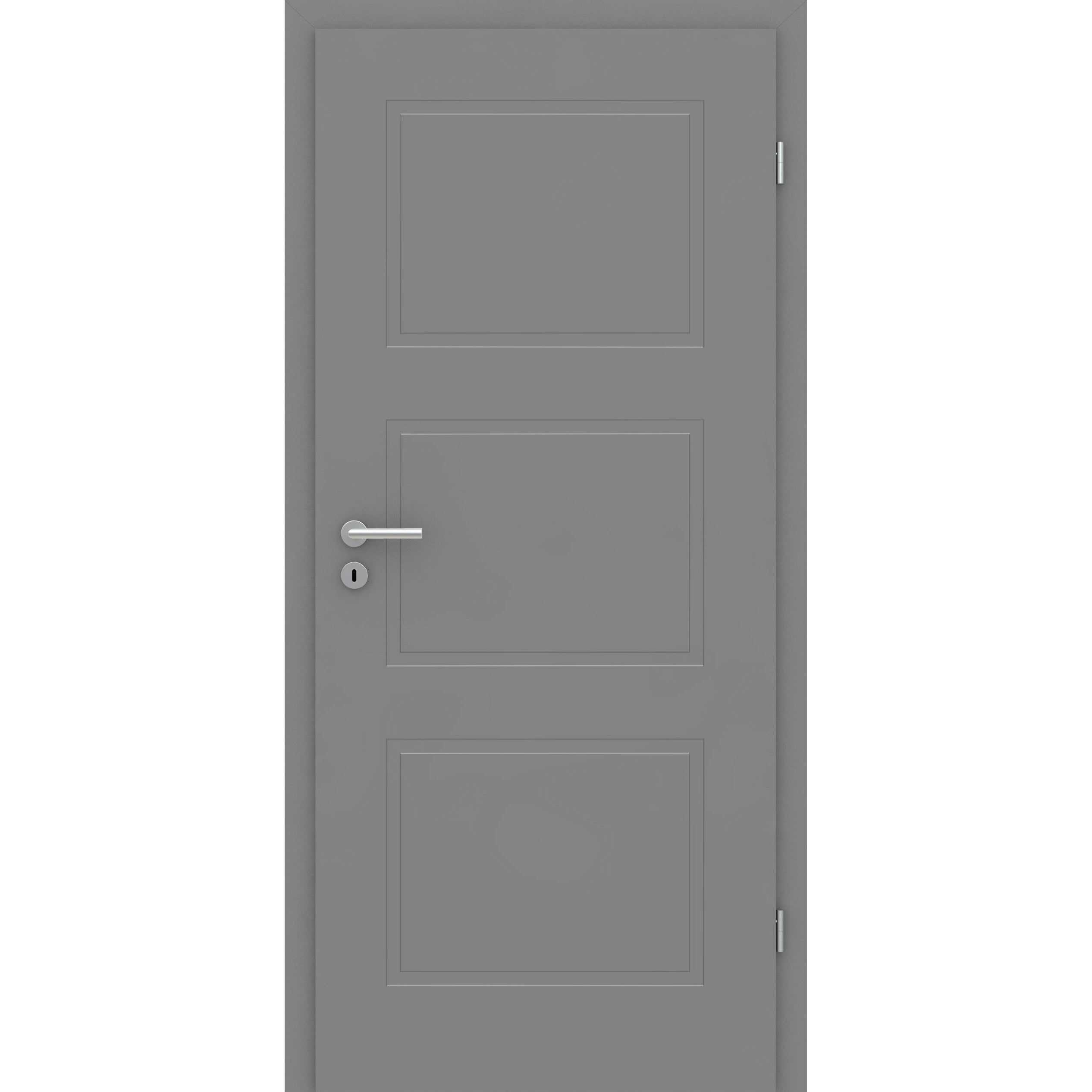 Zimmertür grau 3 Kassetten Designkante - Modell Stiltür M37