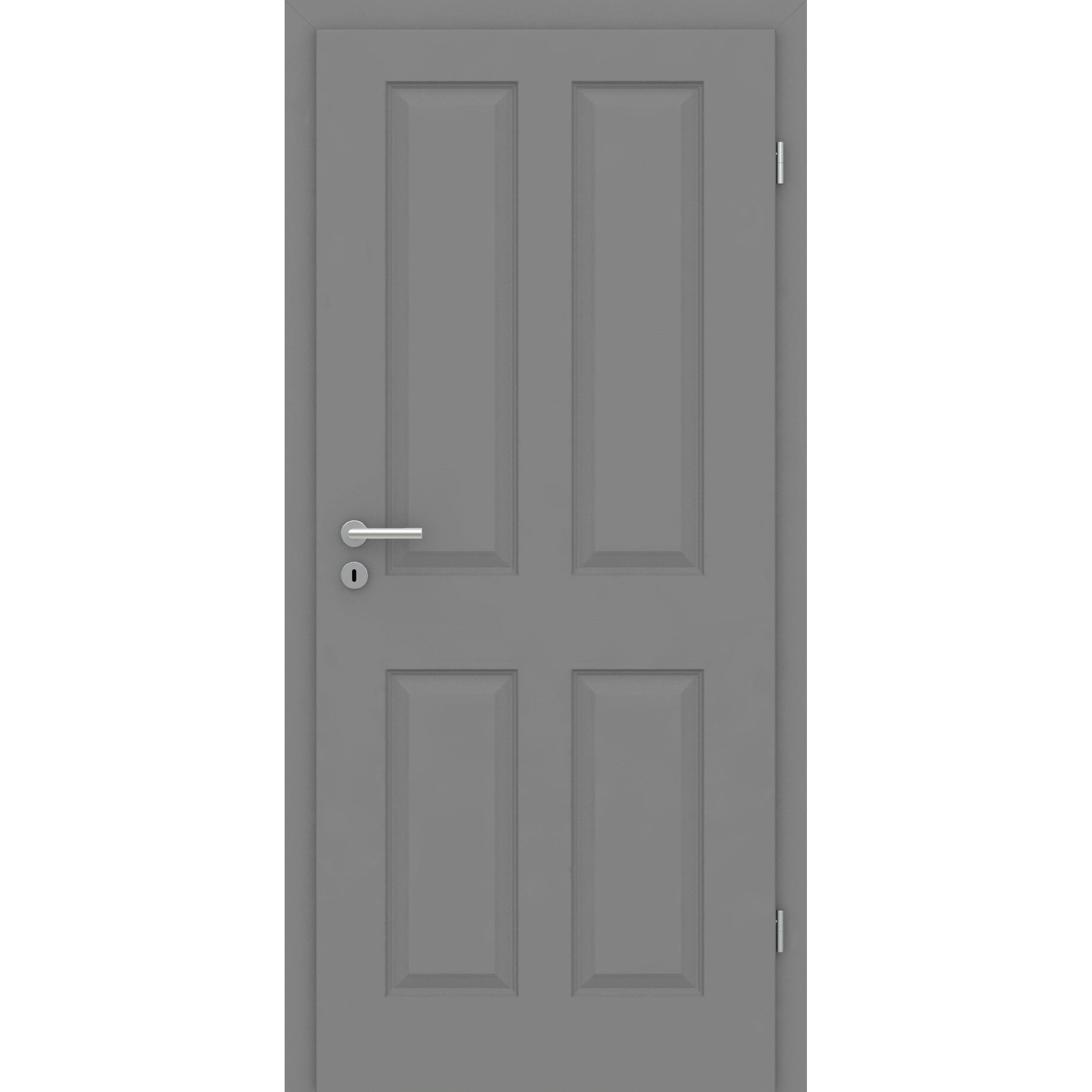 Zimmertür mit Zarge grau 4 Kassetten Designkante - Modell Stiltür K47