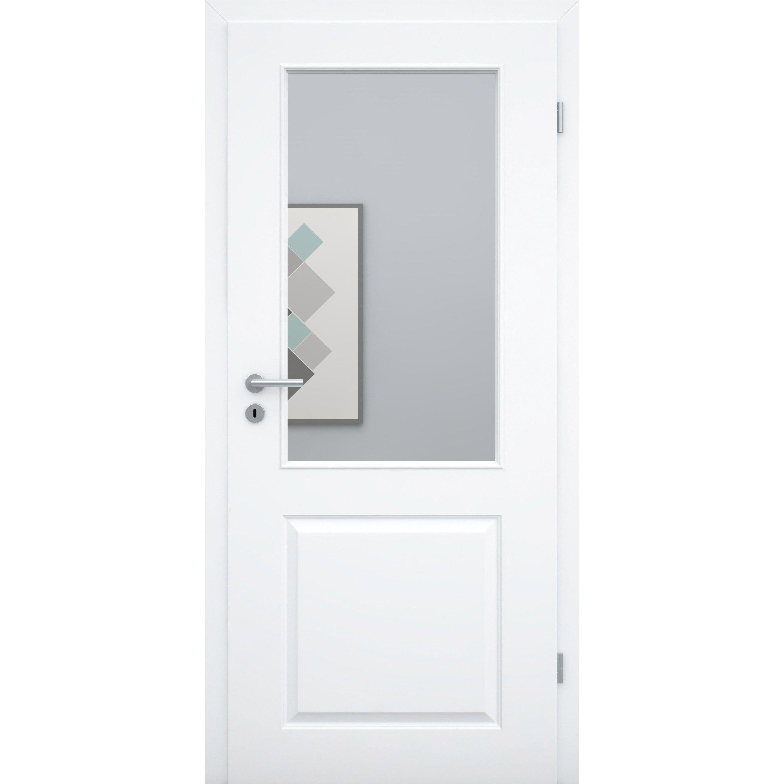 Zimmertür mit Zarge und Lichtausschnitt brillant-weiß 2 Kassetten Designkante - Modell Stiltür K23LA