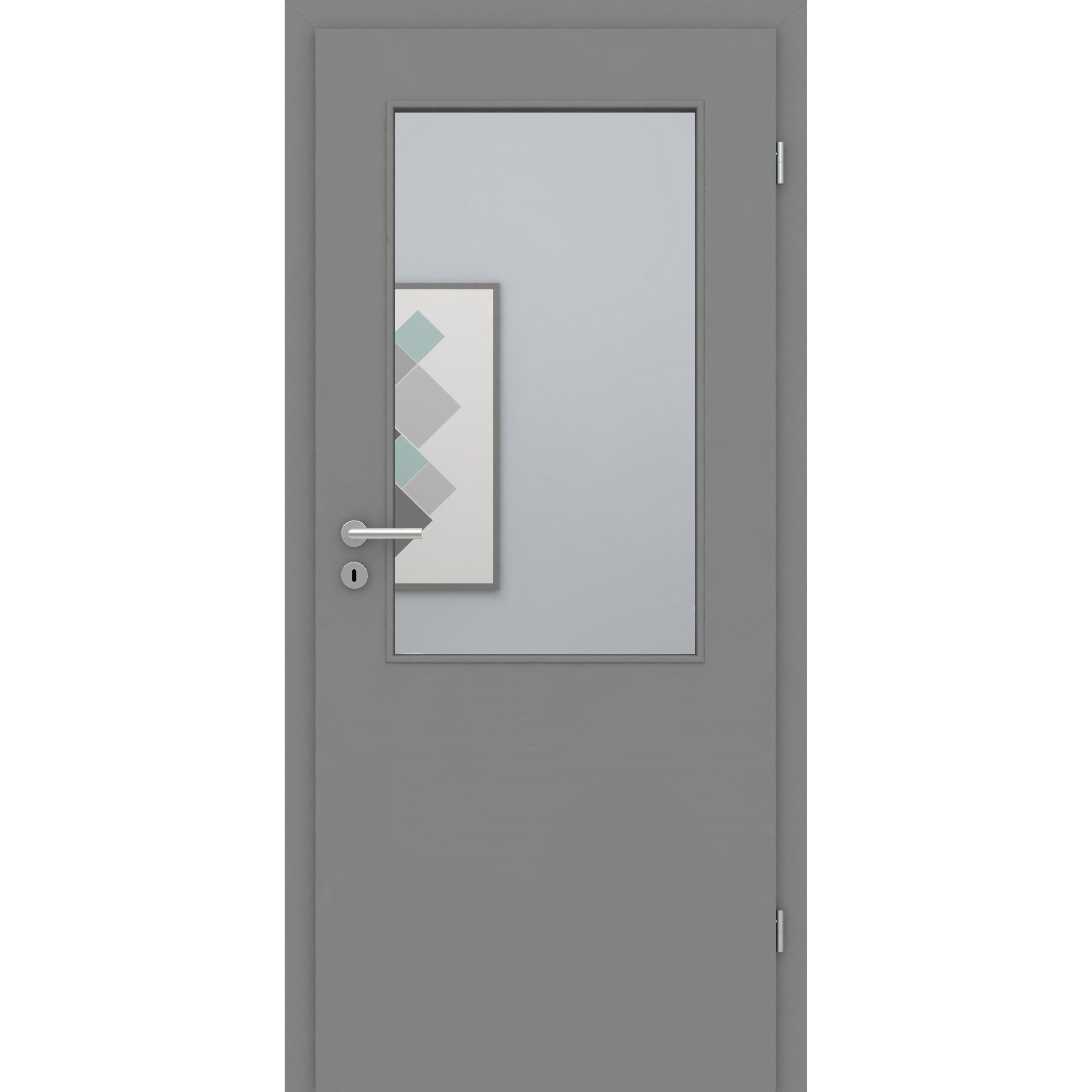 Zimmertür mit Lichtausschnitt grau glatt Designkante - Modell LAA