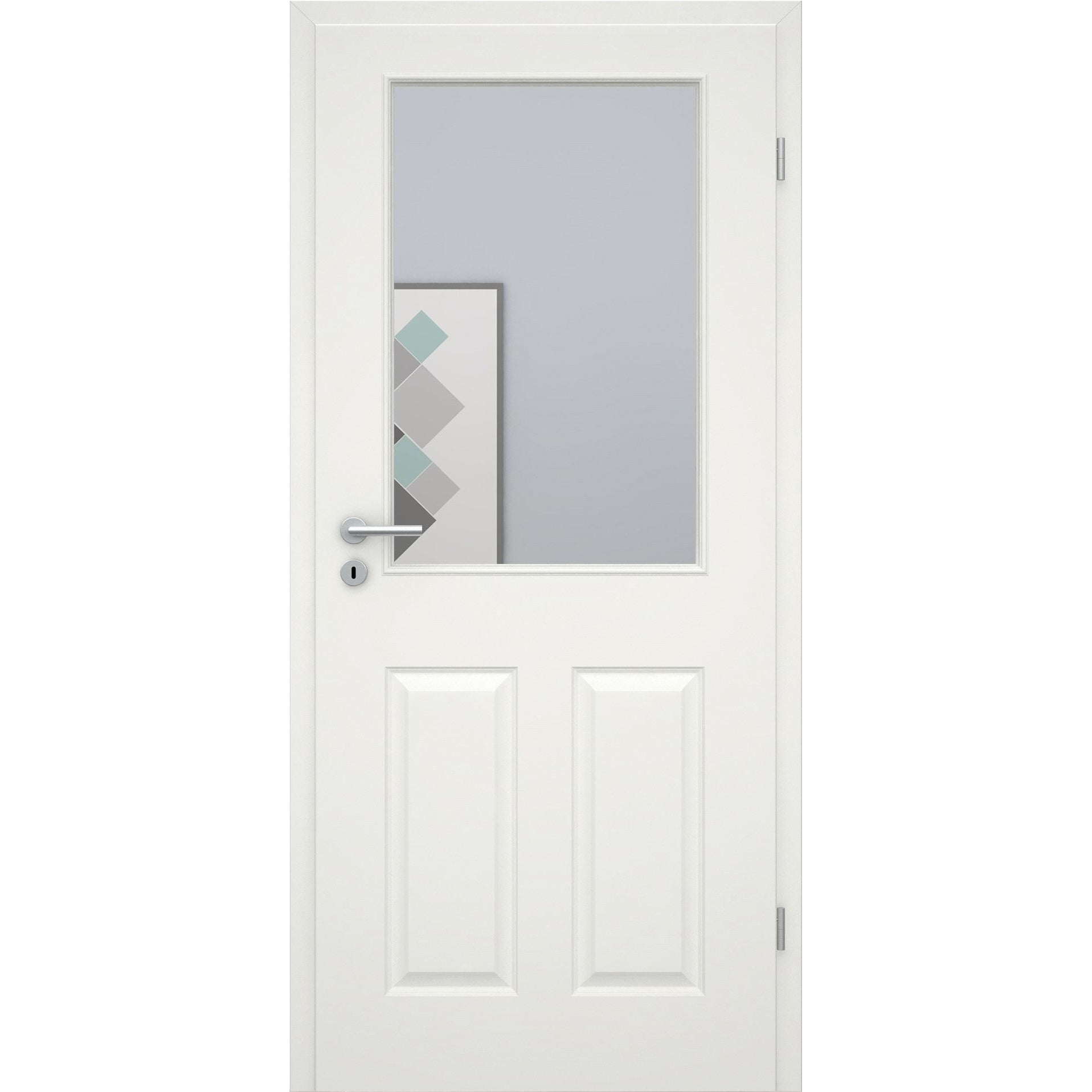Zimmertür mit Lichtausschnitt groß soft-weiß 4 Kassetten Eckkante - Modell Stiltür K41LA